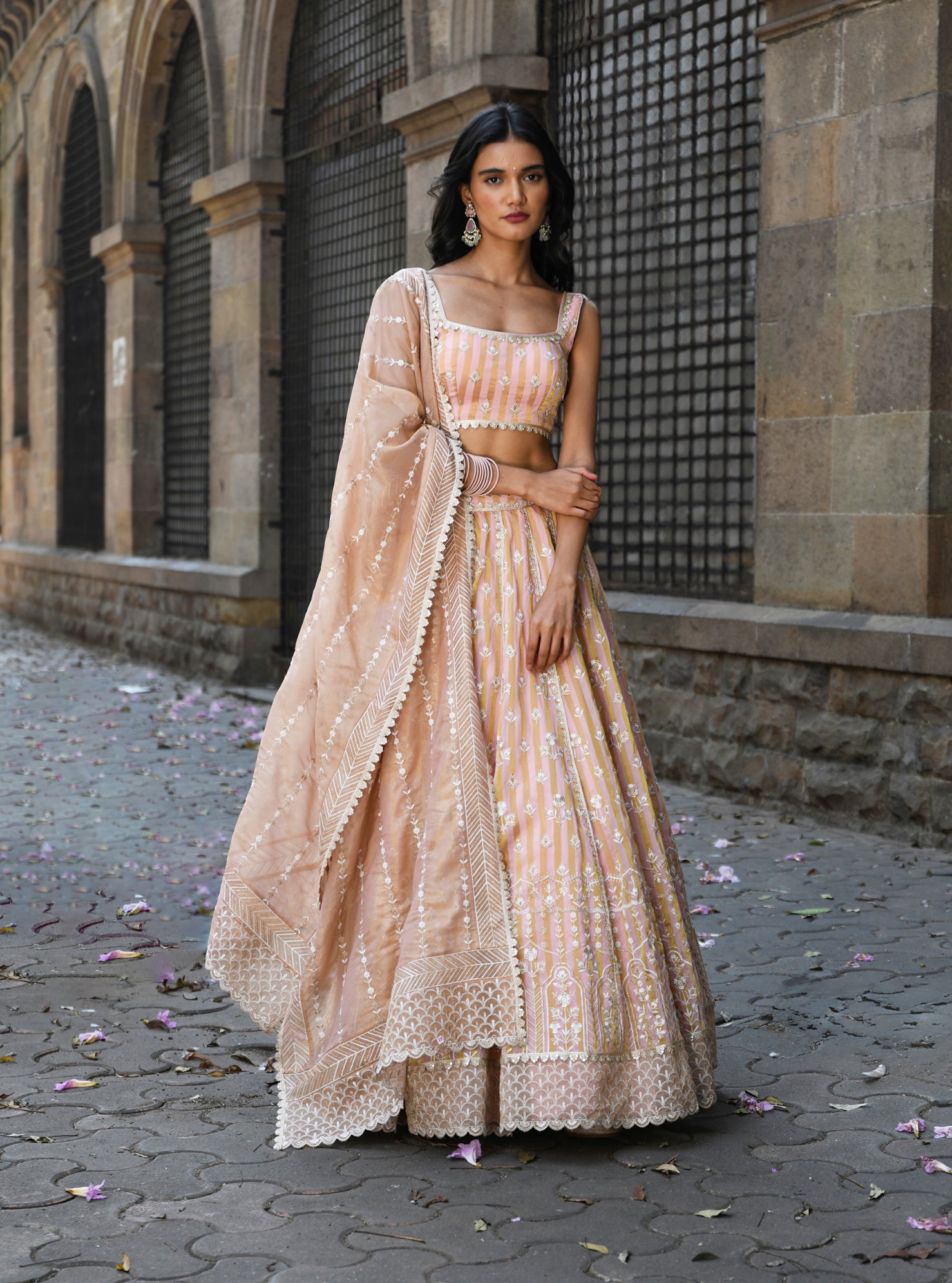 Mulmul Banarsi Sindhuri Light Pink Lehenga