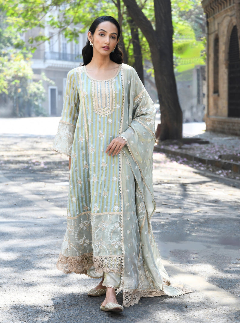 Kesar Banarsi Light Pink Anarkali Kurta Set