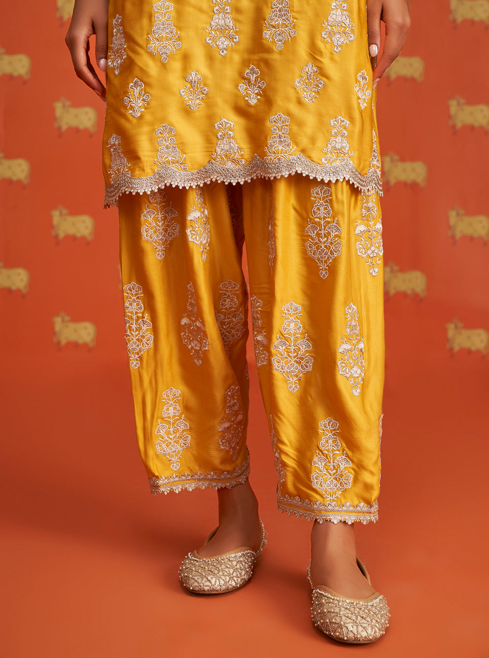 Siya Cupro Orange Kurta Set