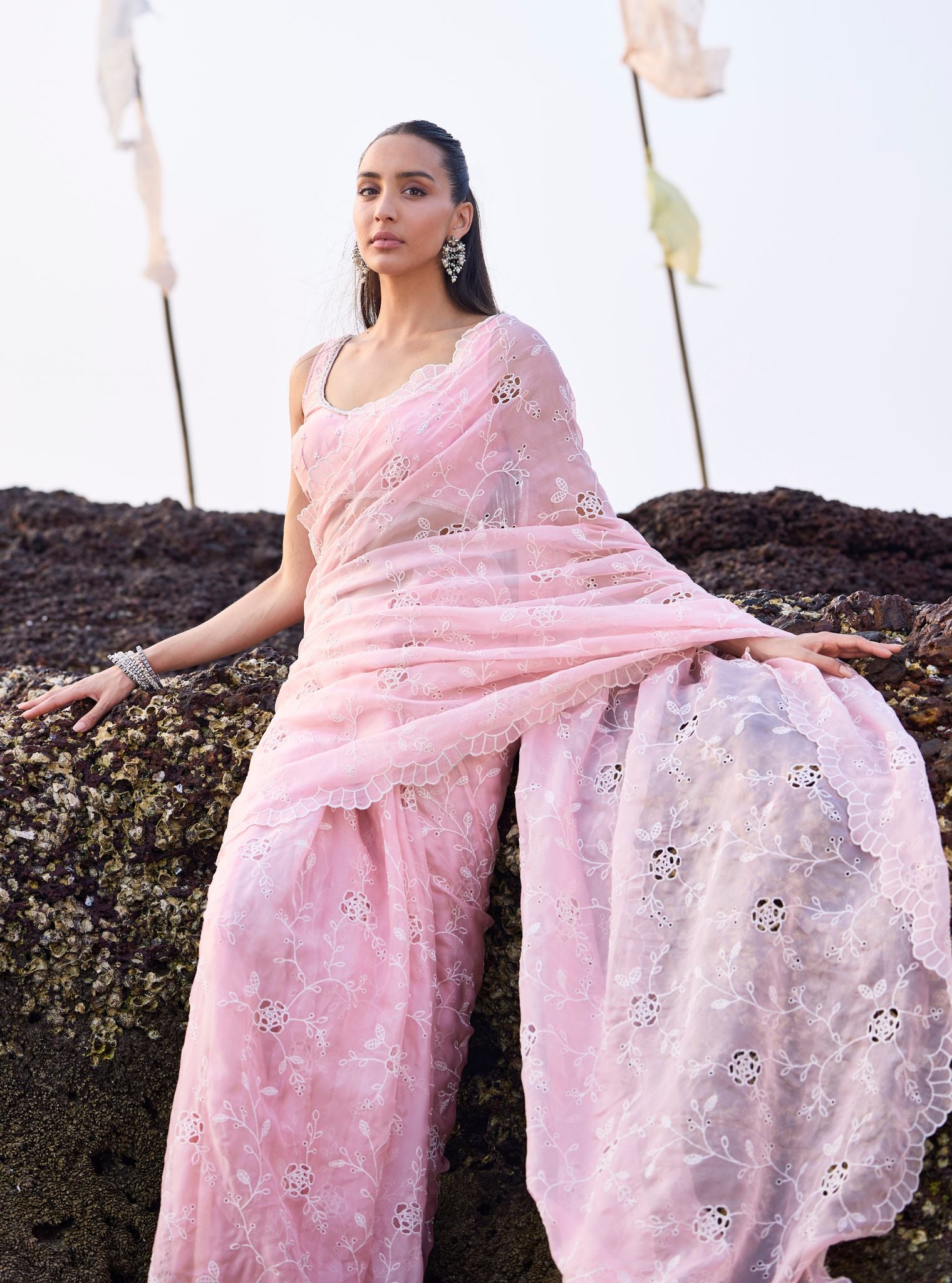 Roro Organza Pink Saree