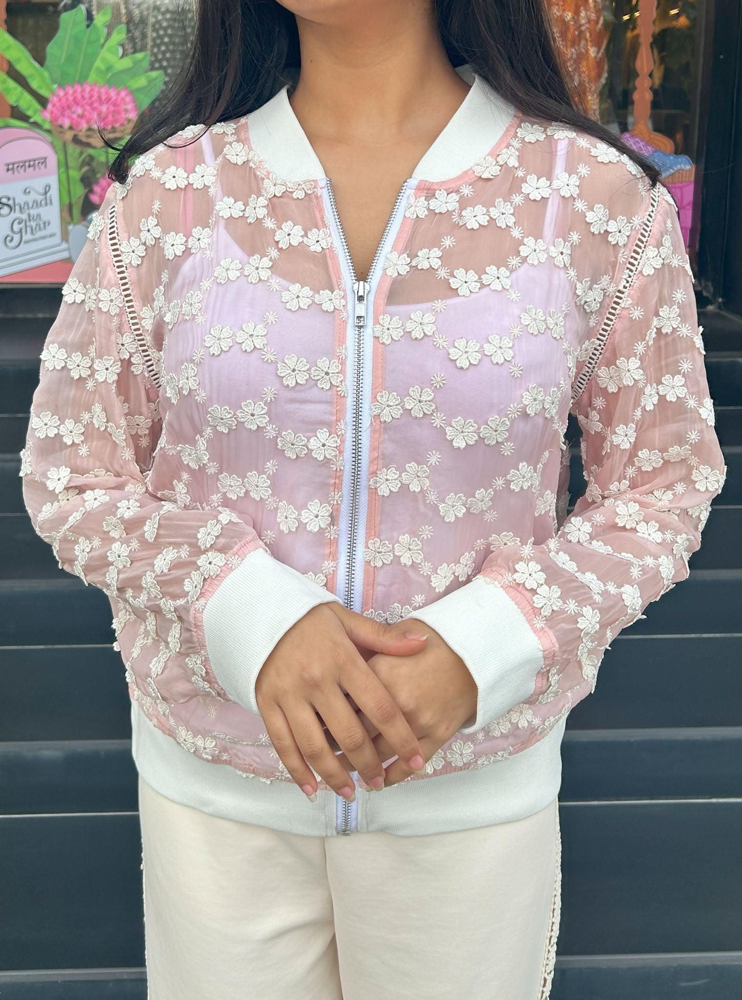 Mulmul Cotton Nix pink Jacket