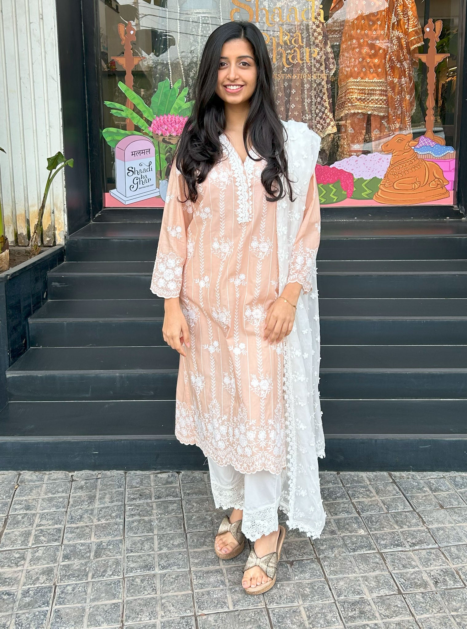 Mulmul Cotton Malani Beige kurta