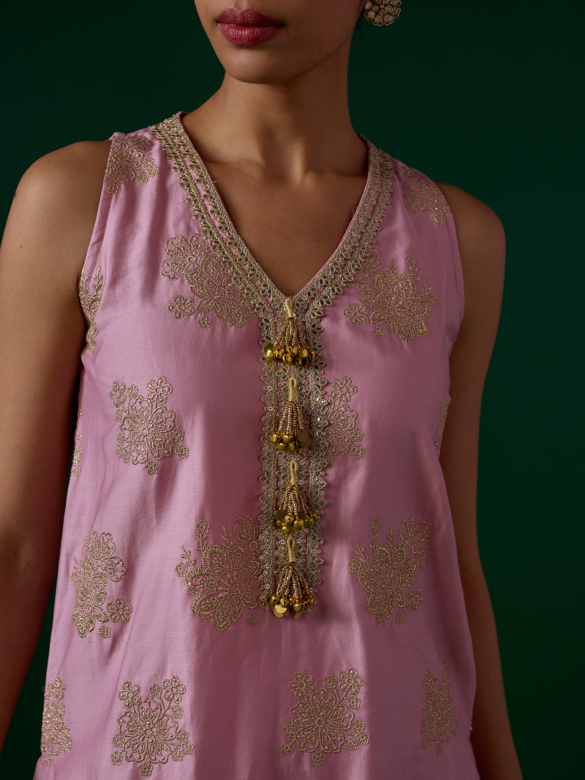 Rivaan Pima Satin Pink Kurta Set