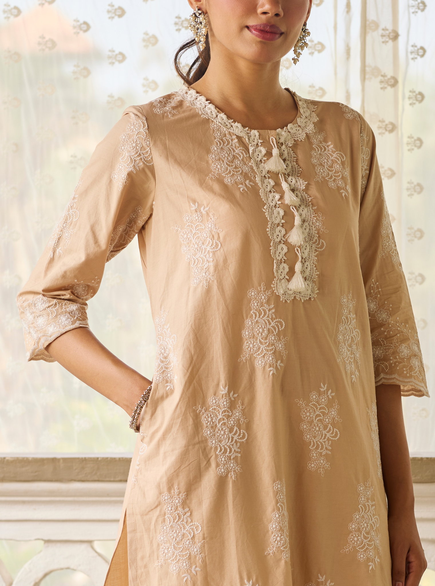 Perla Supima Cotton Beige Kurta Set