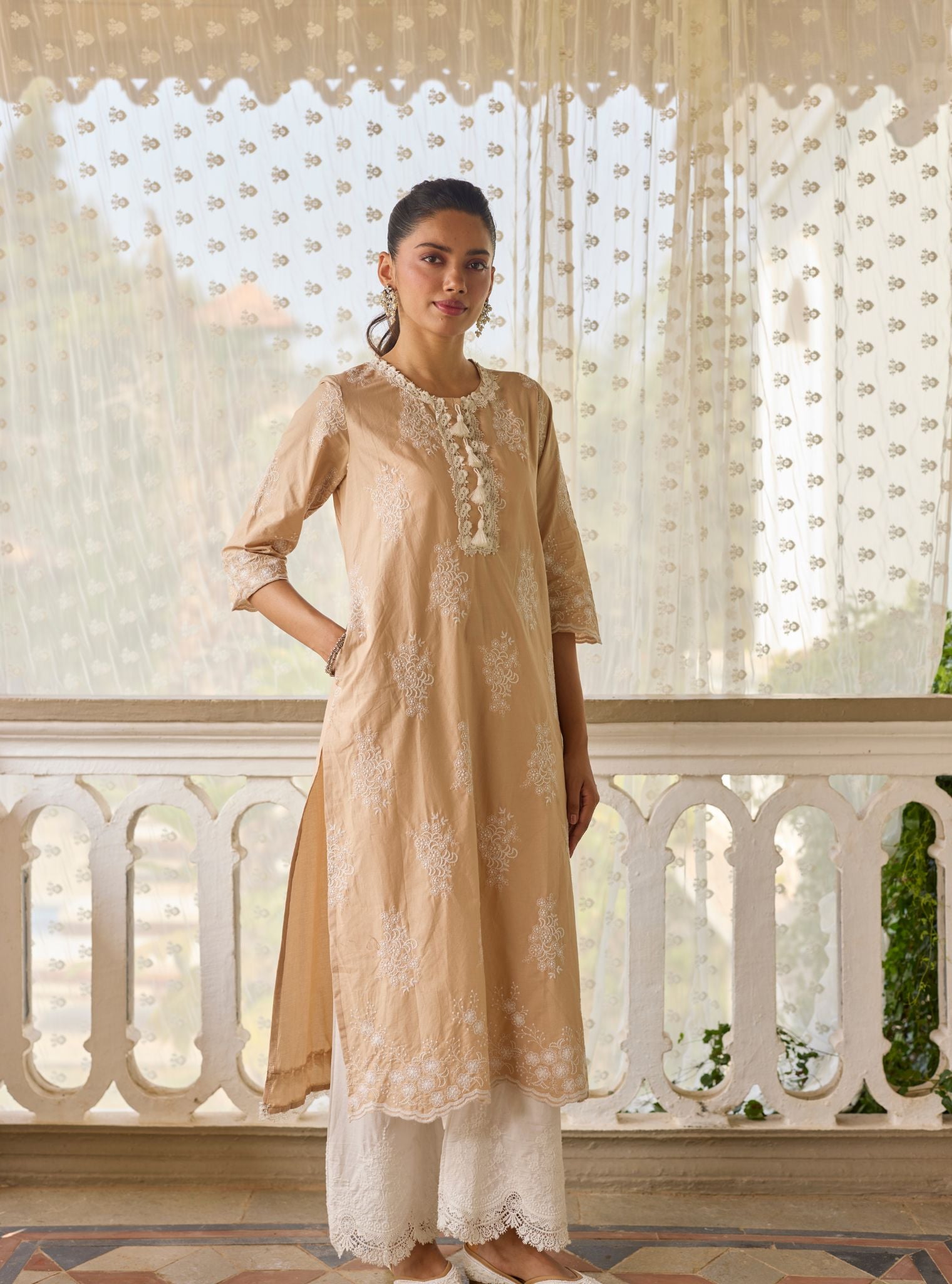 Perla Supima Cotton Beige Kurta Set