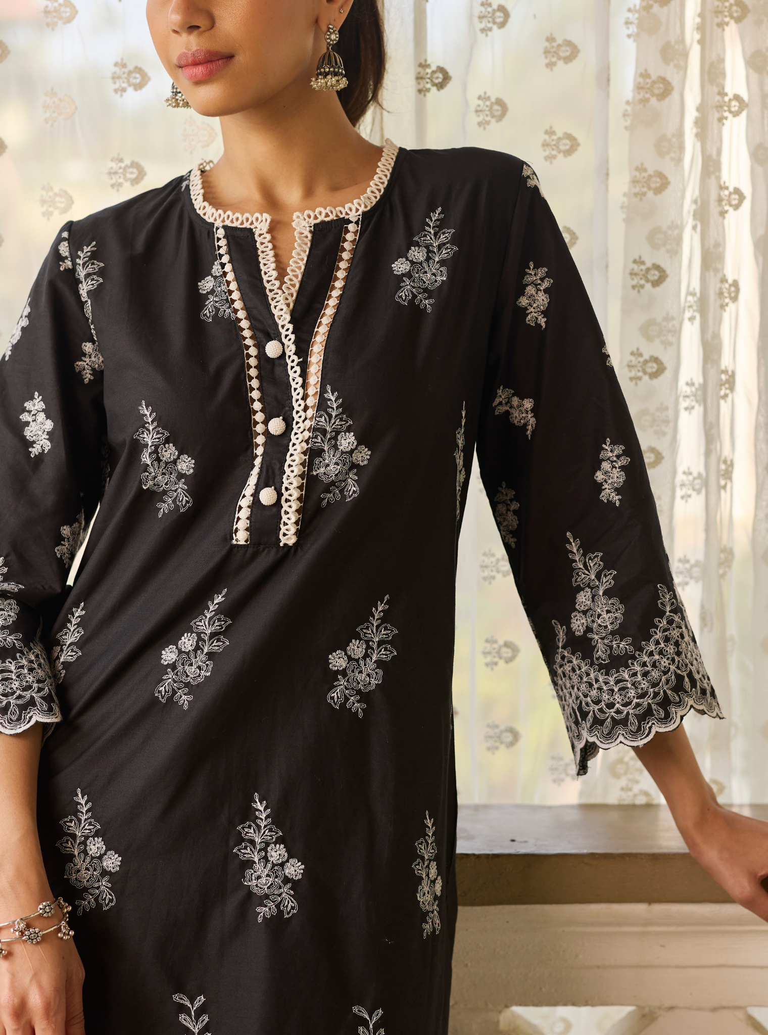 Moon Light Supima Cotton Black Kurta Set
