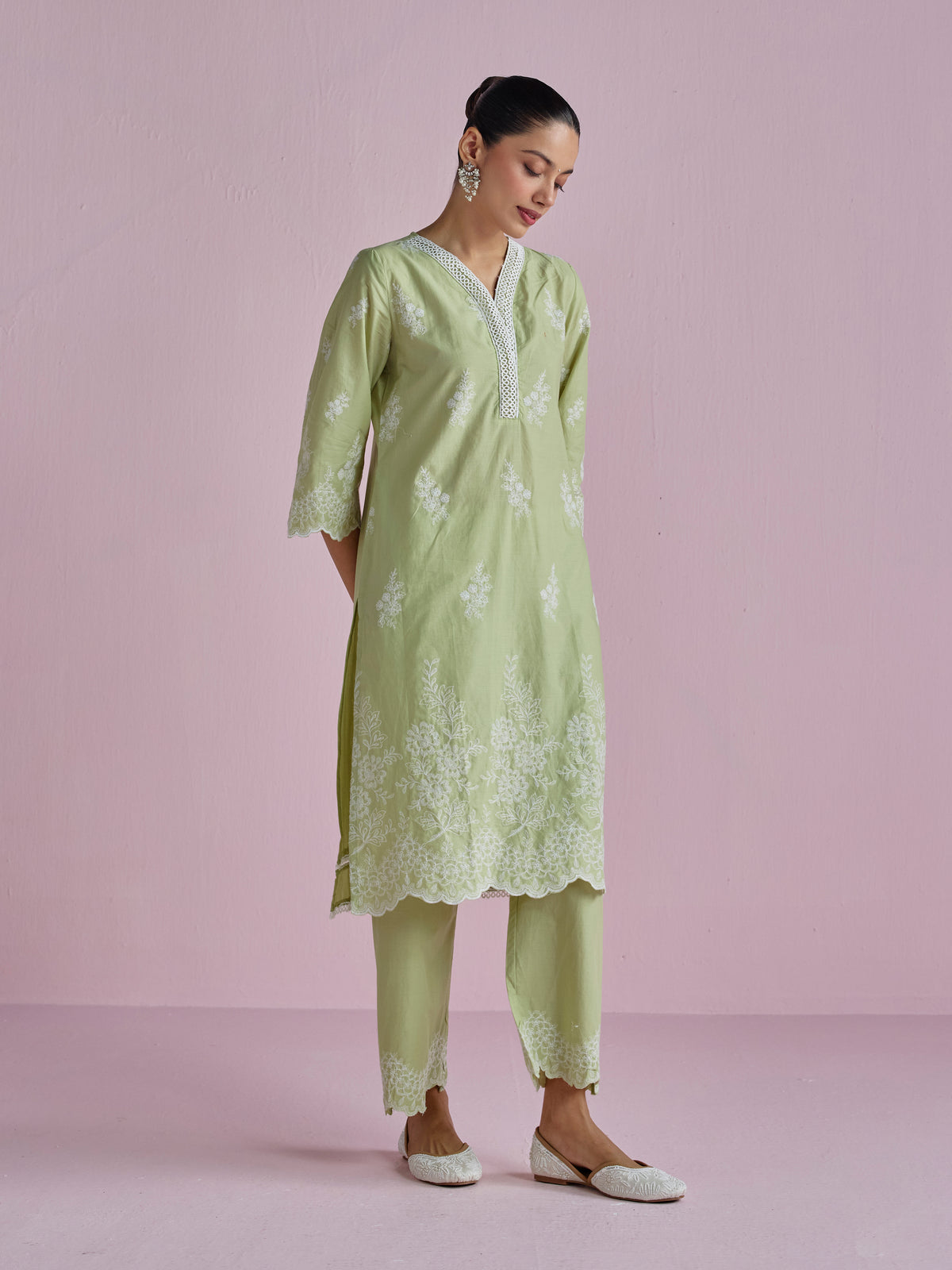 Moon light Supima Cotton Green Kurta Set