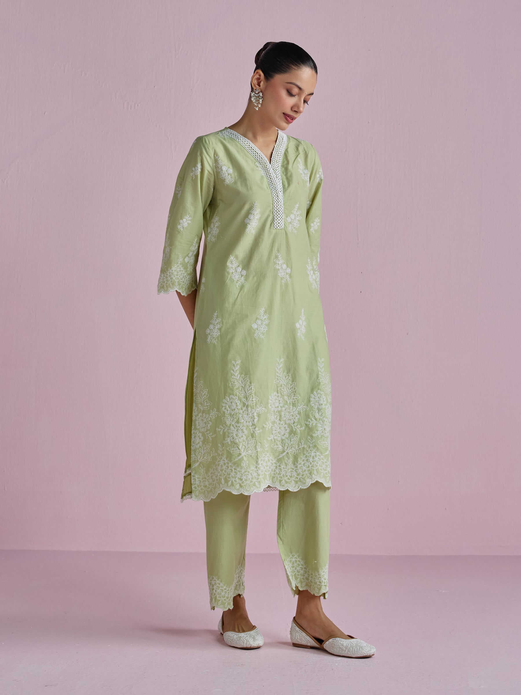 Moon light Supima Cotton Green Kurta Set