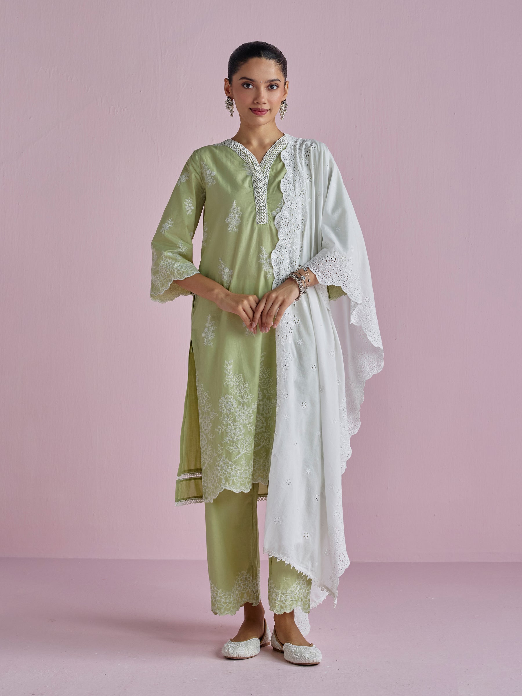 Moon light Supima Cotton Green Kurta Set