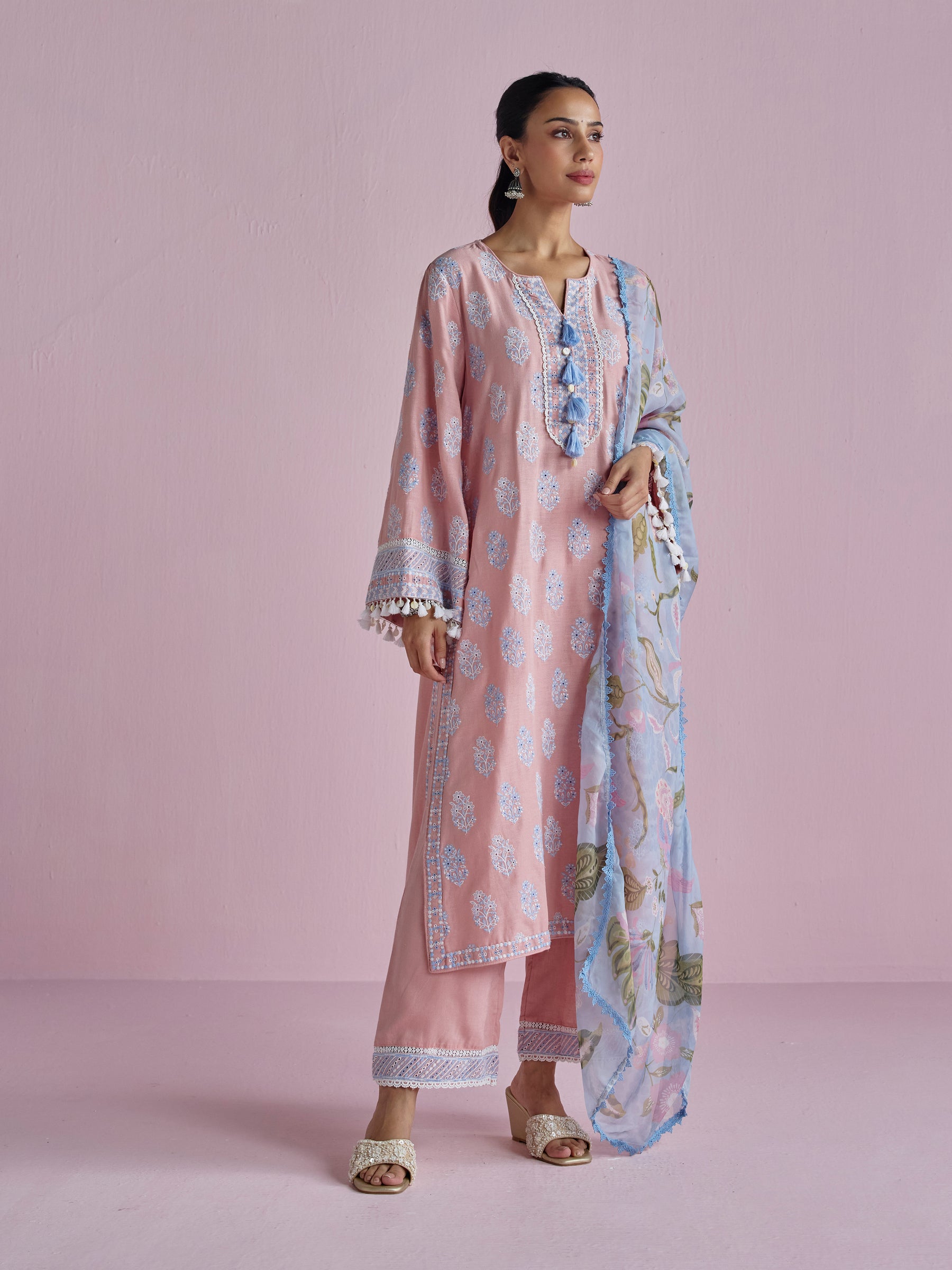 Lume Linen Pink Kurta Set