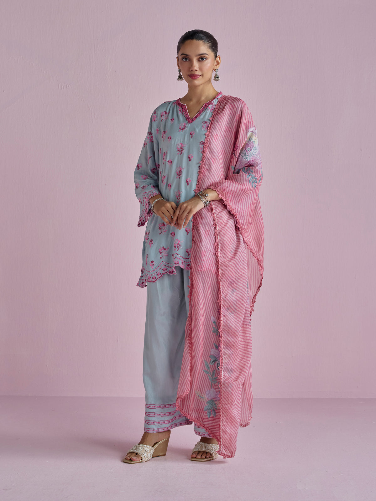 Aviya Supima Cotton Blue Kurta Set