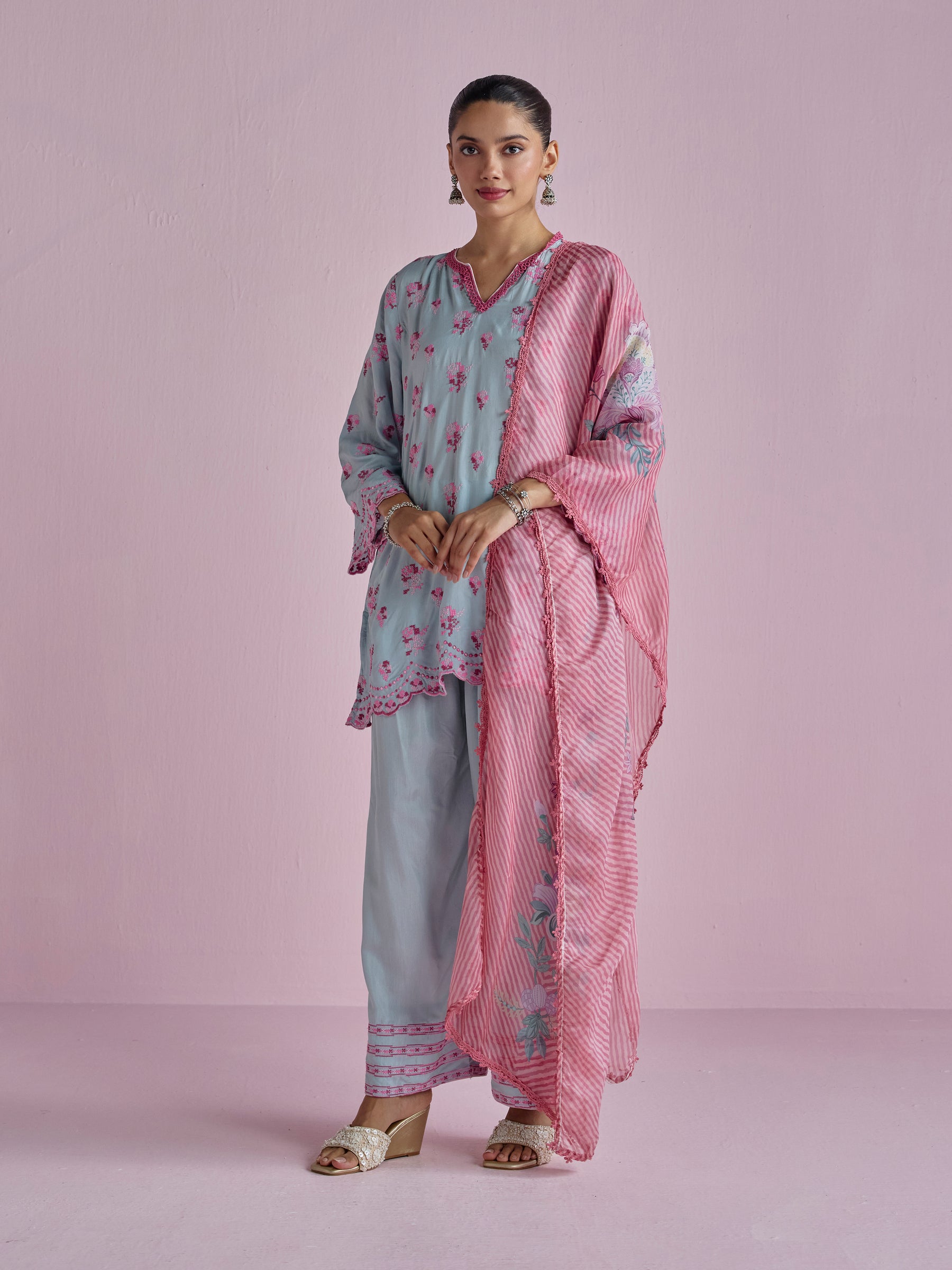 Aviya Supima Cotton Blue Kurta Set