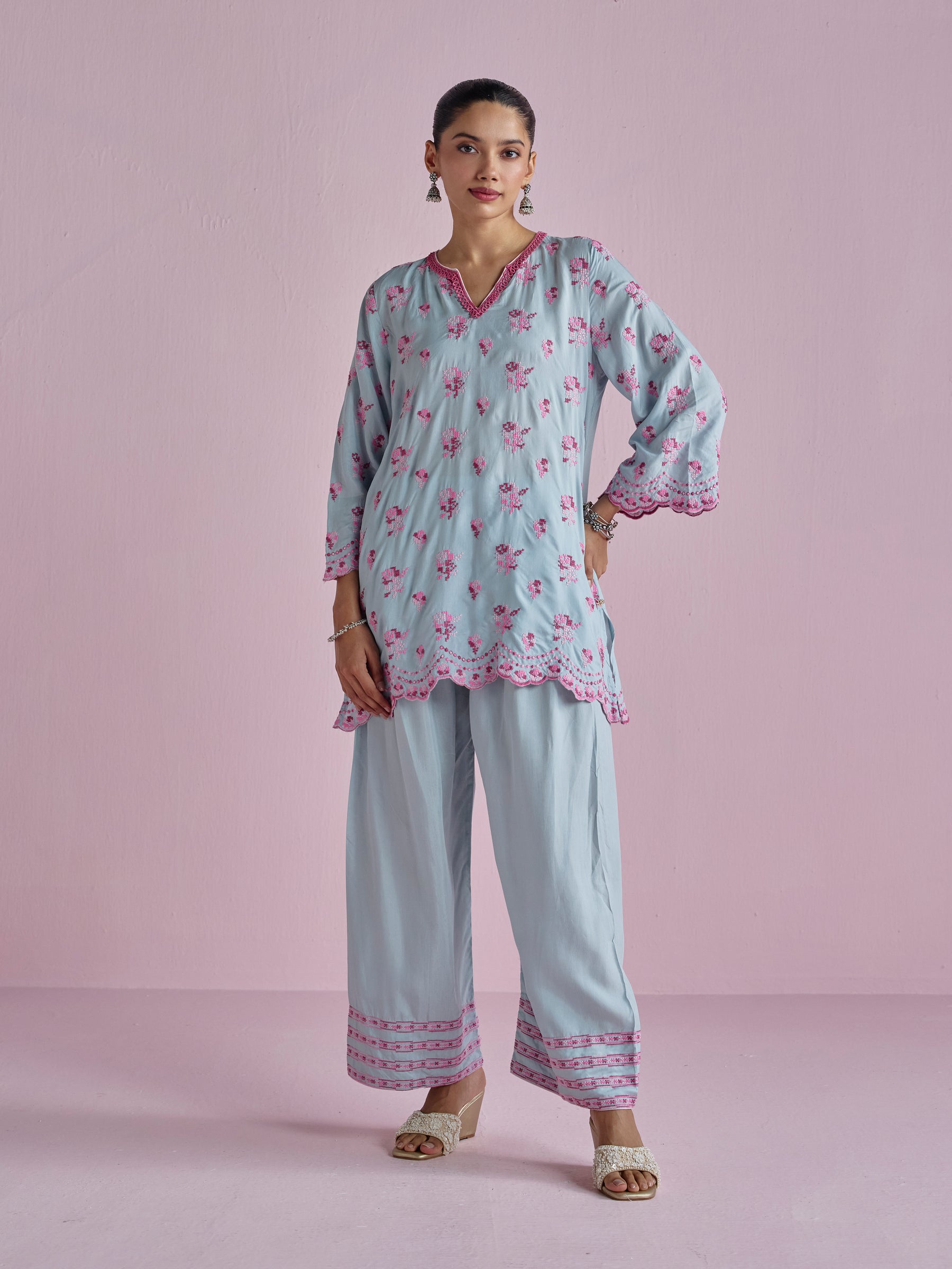 Aviya Supima Cotton Blue Kurta Set