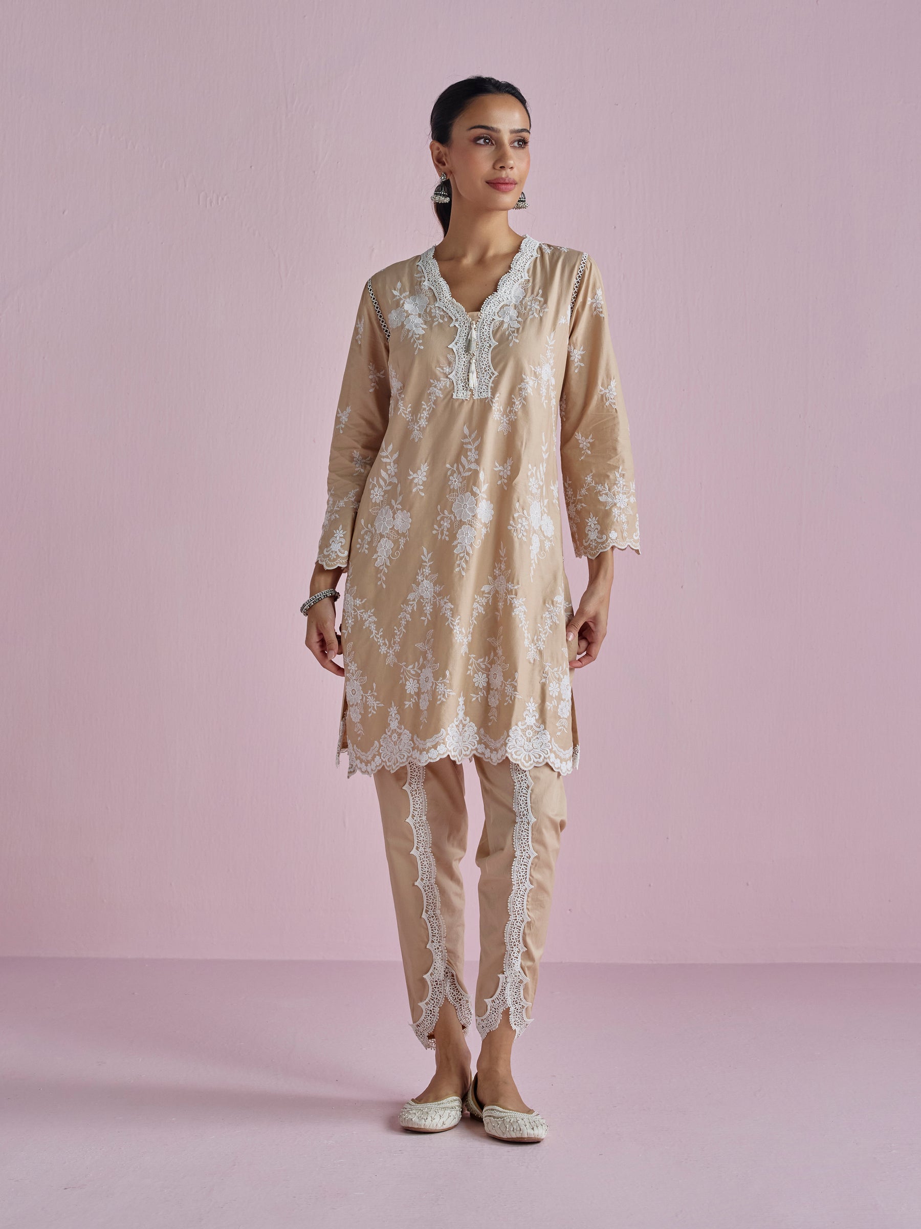 Atrai Supima Cotton Beige Kurta Set