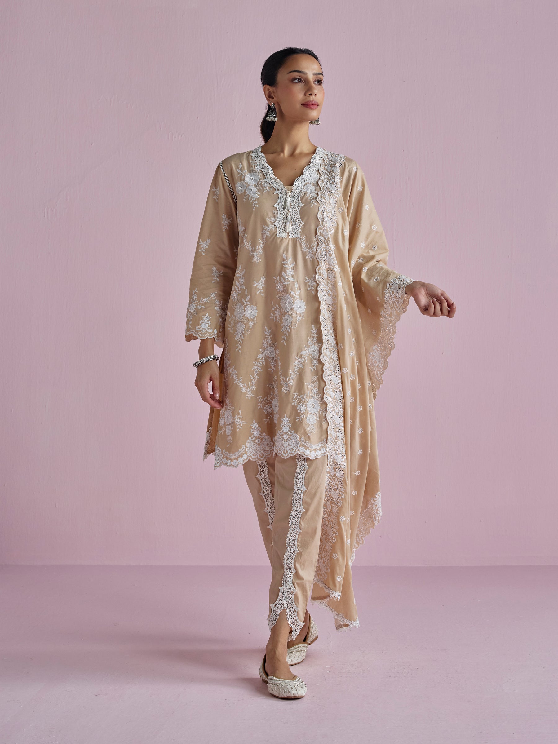 Atrai Supima Cotton Beige Kurta Set