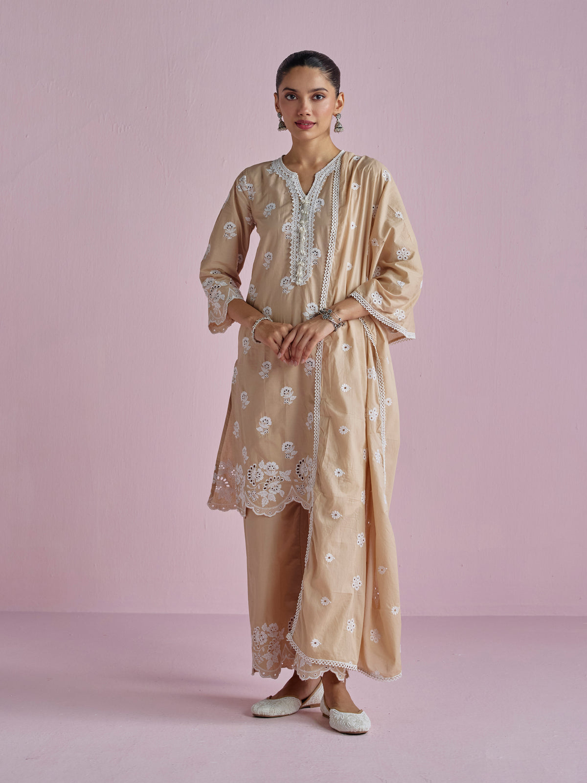 Avo Supima Cotton Beige Kurta Set