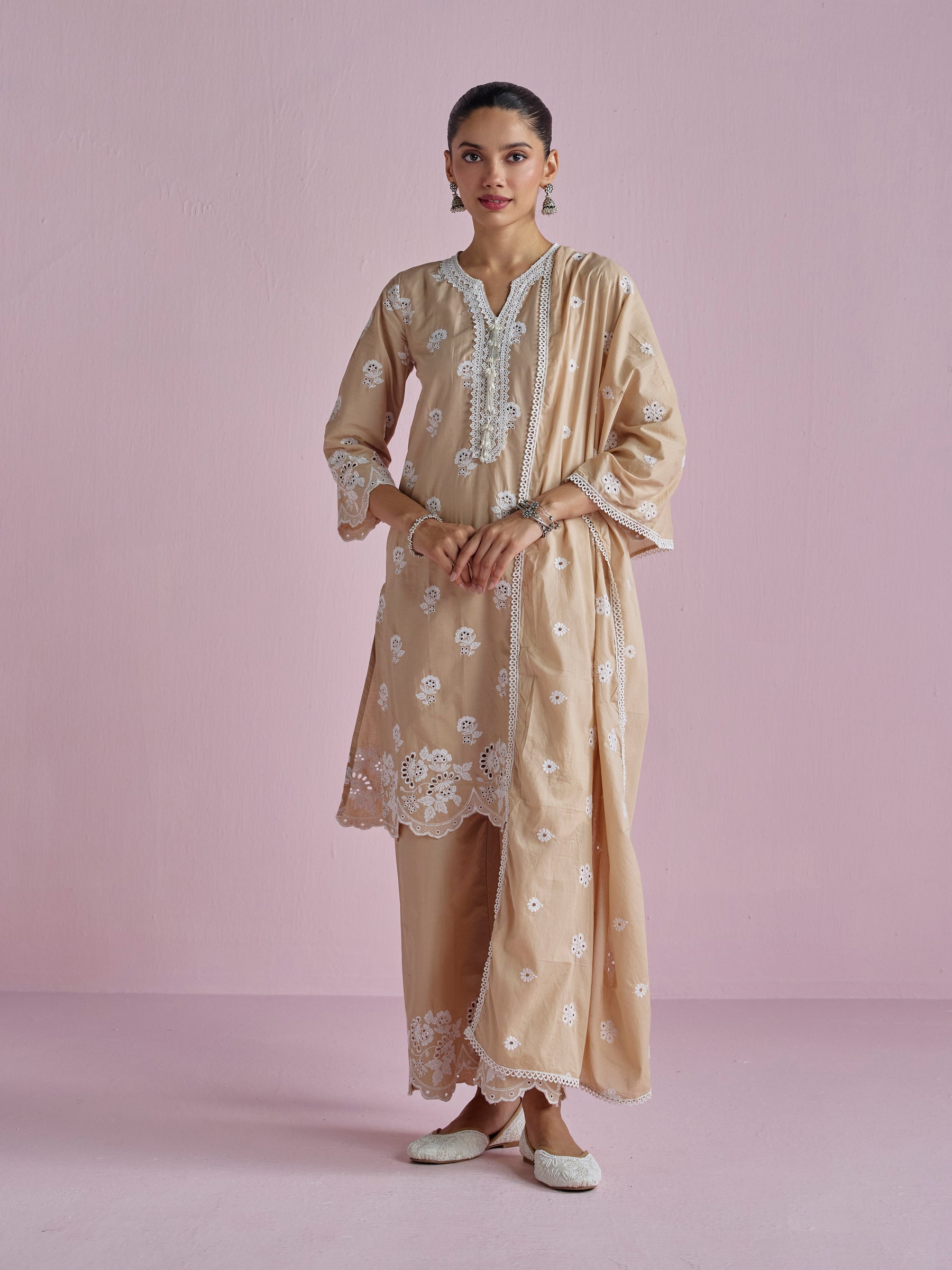 Avo Supima Cotton Beige Kurta Set