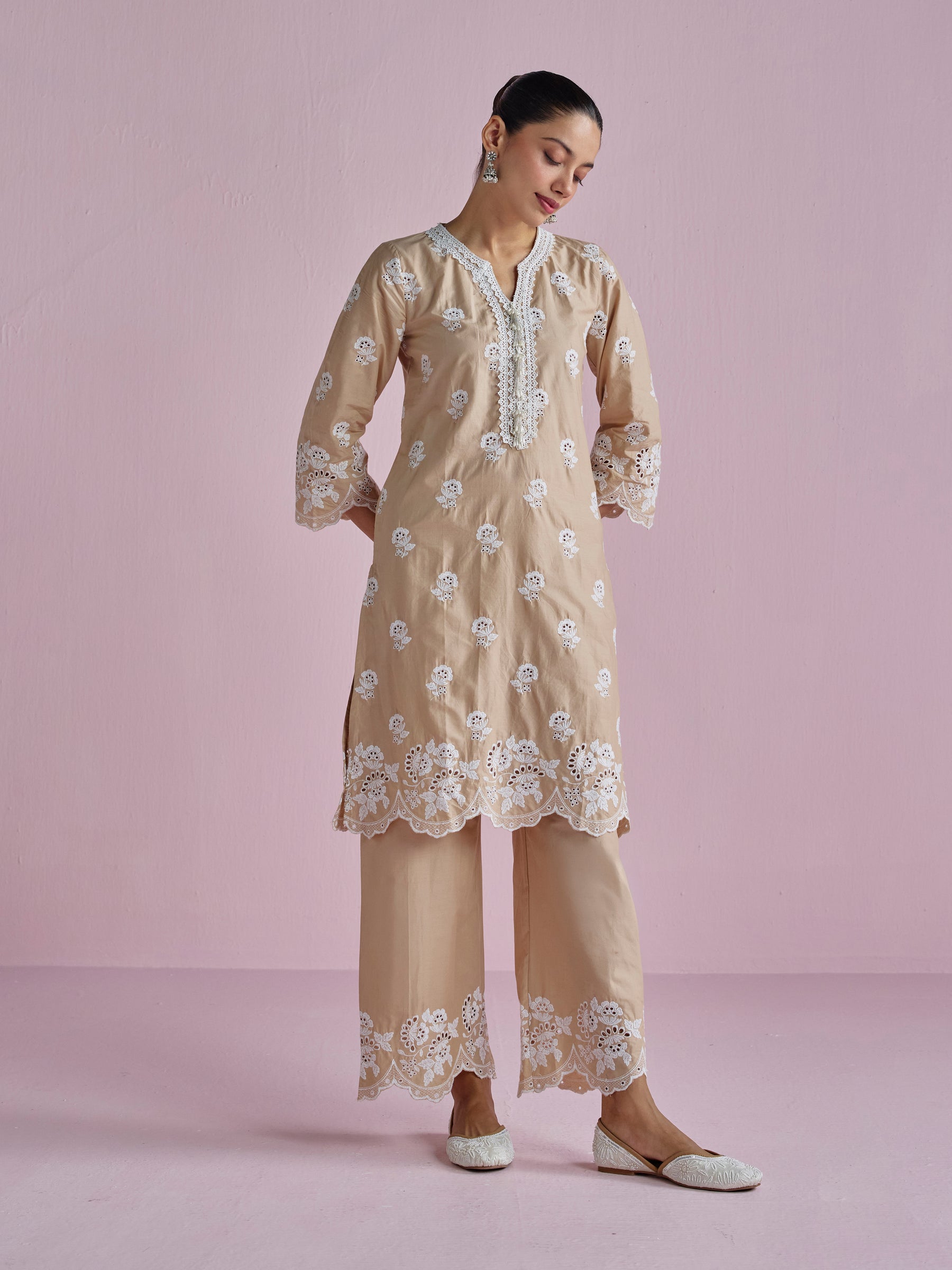 Avo Supima Cotton Beige Kurta Set