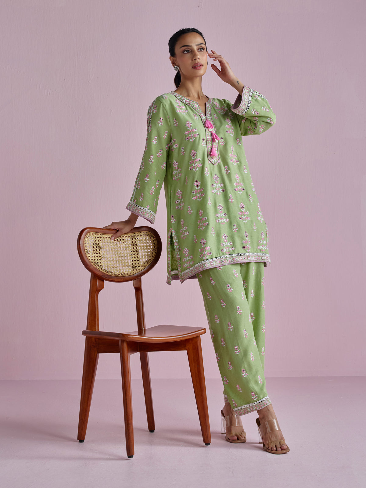 Zano Linen Green Kurta Set