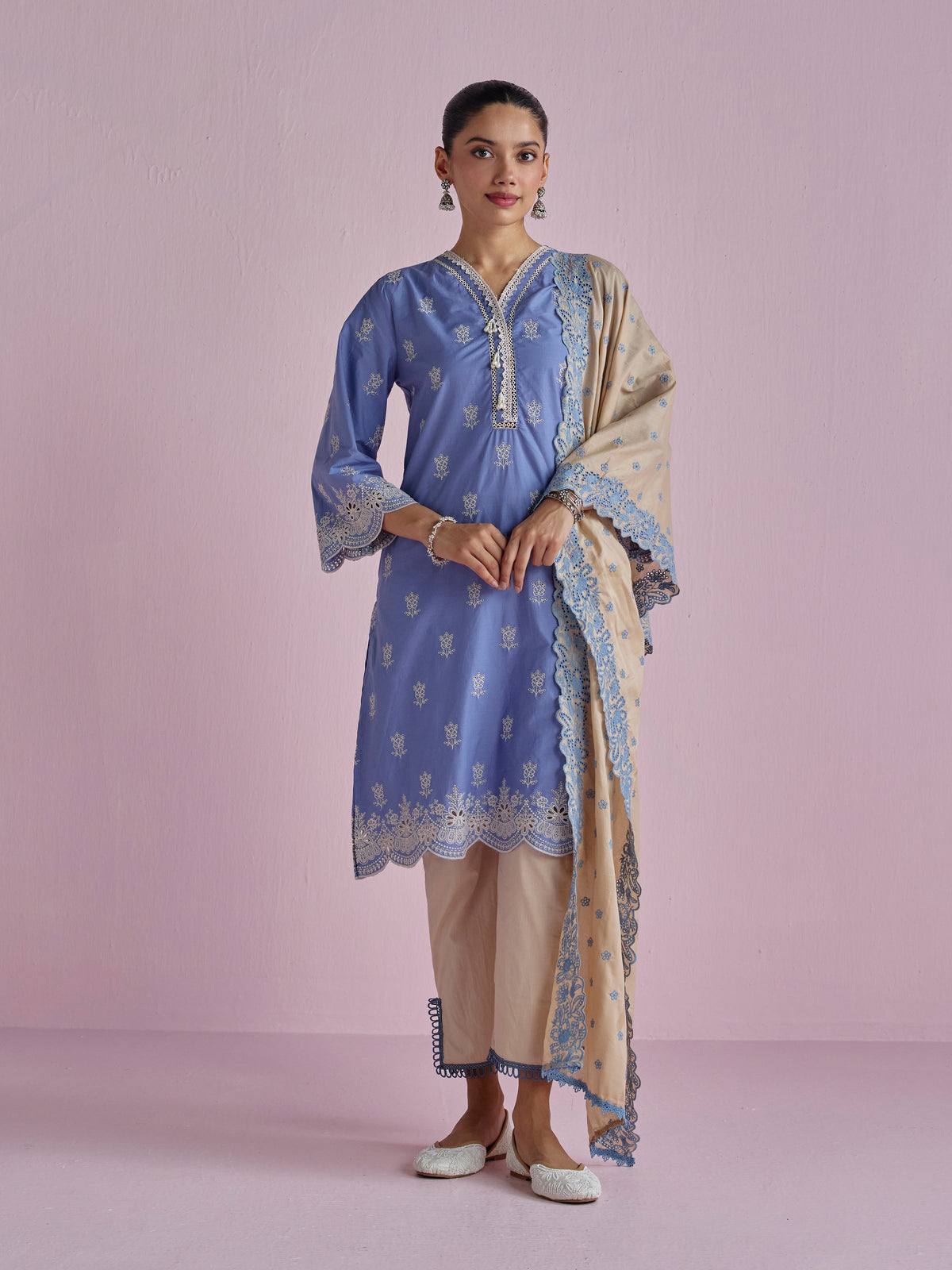 Leniya Supima Cotton Denim Kurta Set