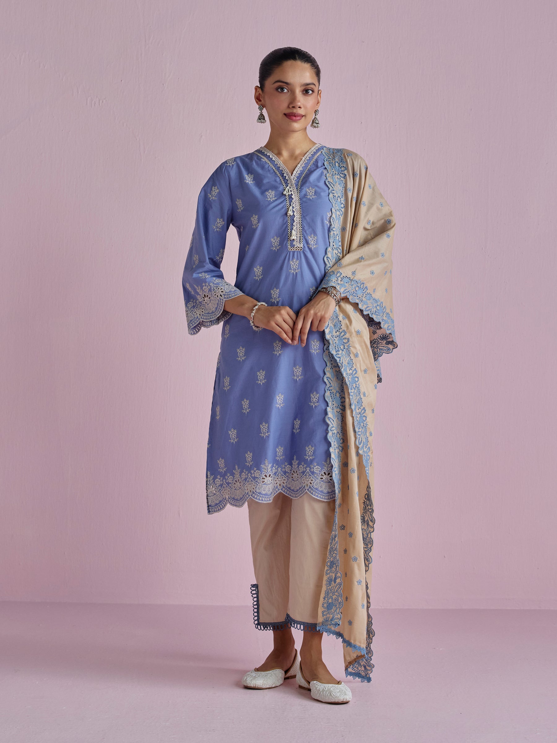 Leniya Supima Cotton Denim Kurta Set
