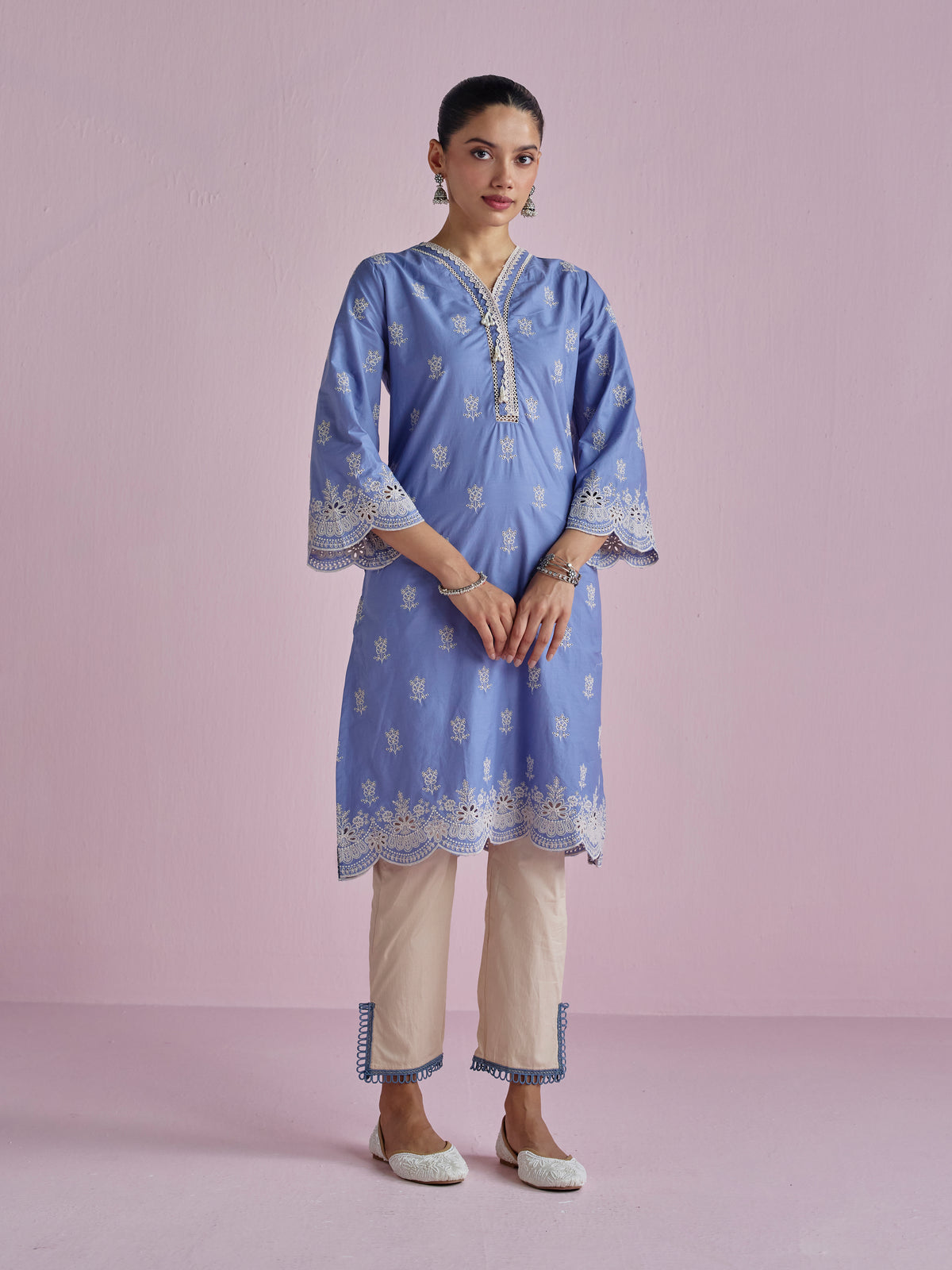 Leniya Supima Cotton Denim Kurta Set