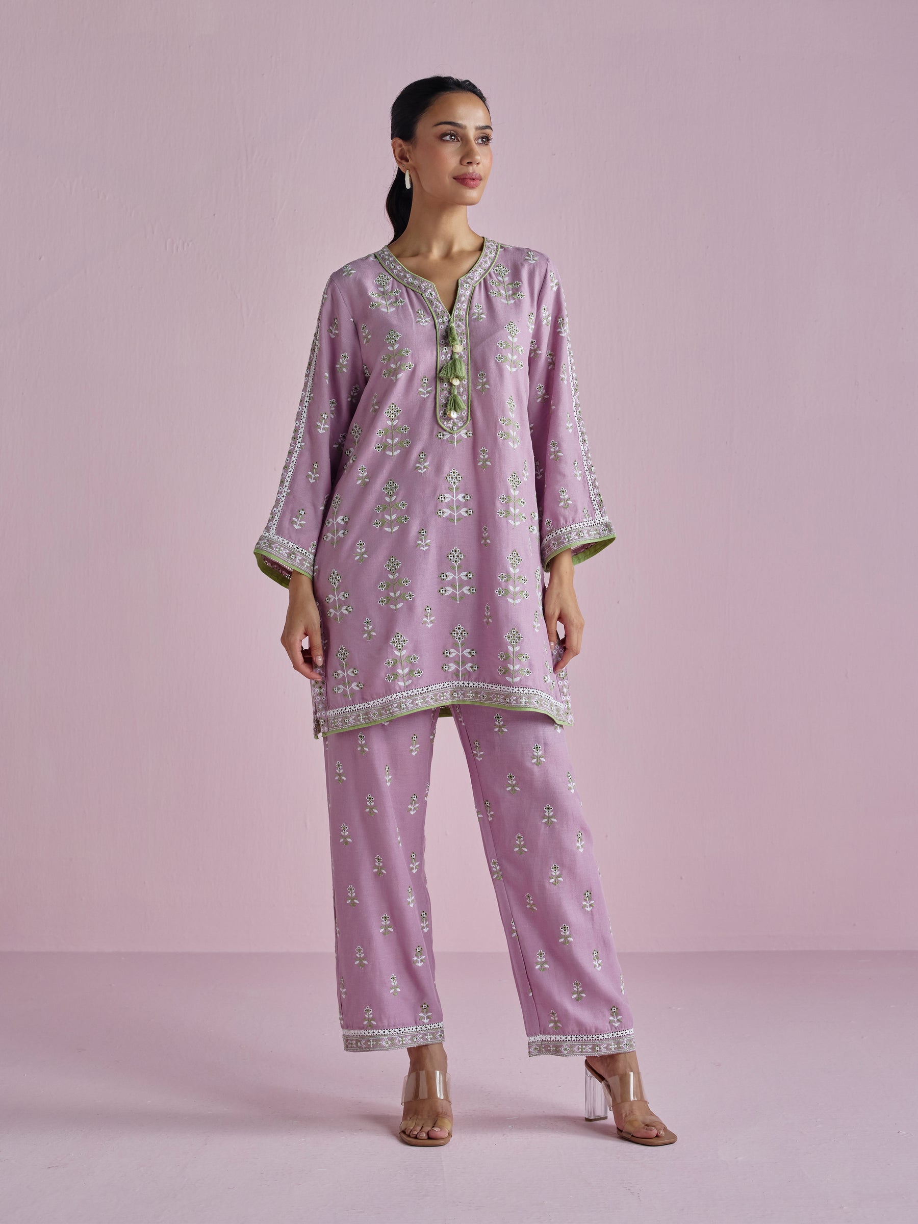 Zano Linen Lilac Kurta Set