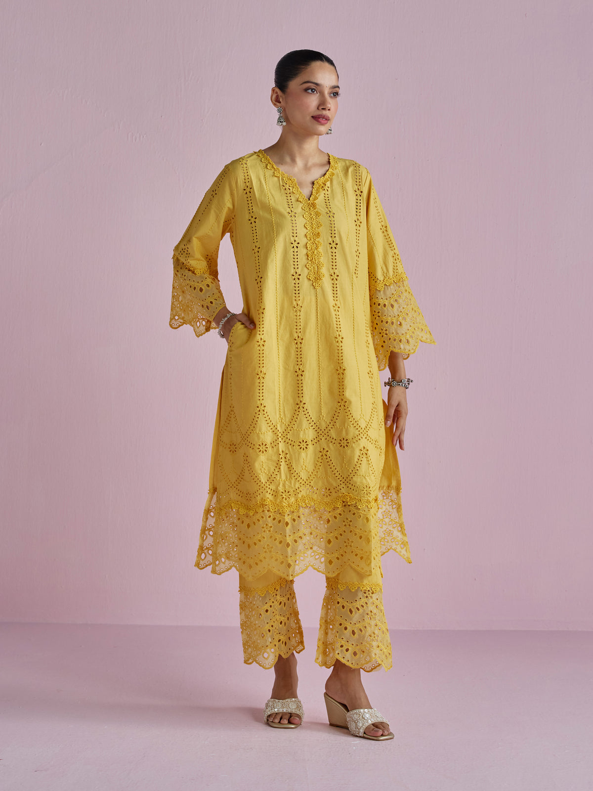 Vachi Supima Cotton Yellow Kurta Set
