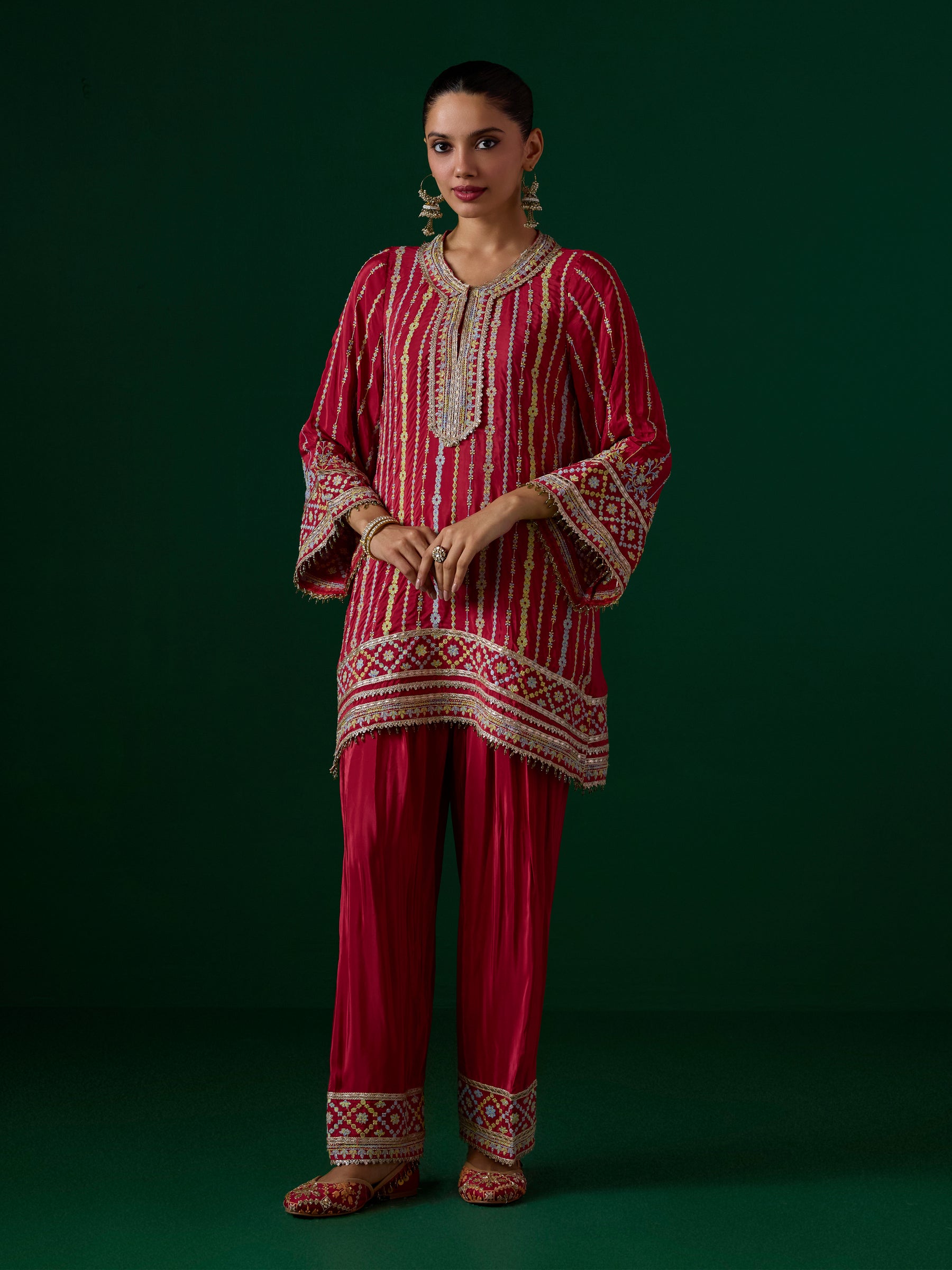 Jhumri Crepe Red Kurta Set