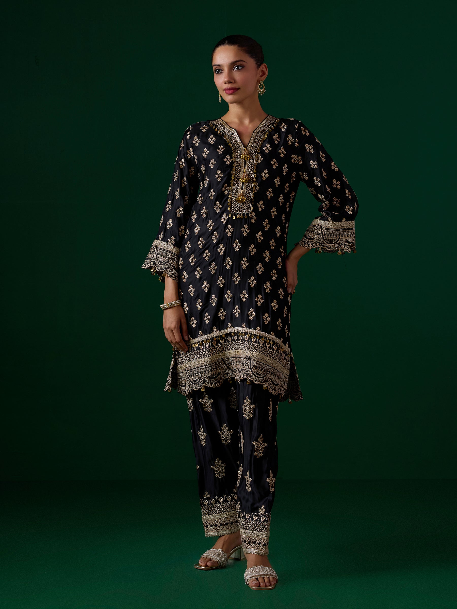Elira Cupro Black Kurta Set