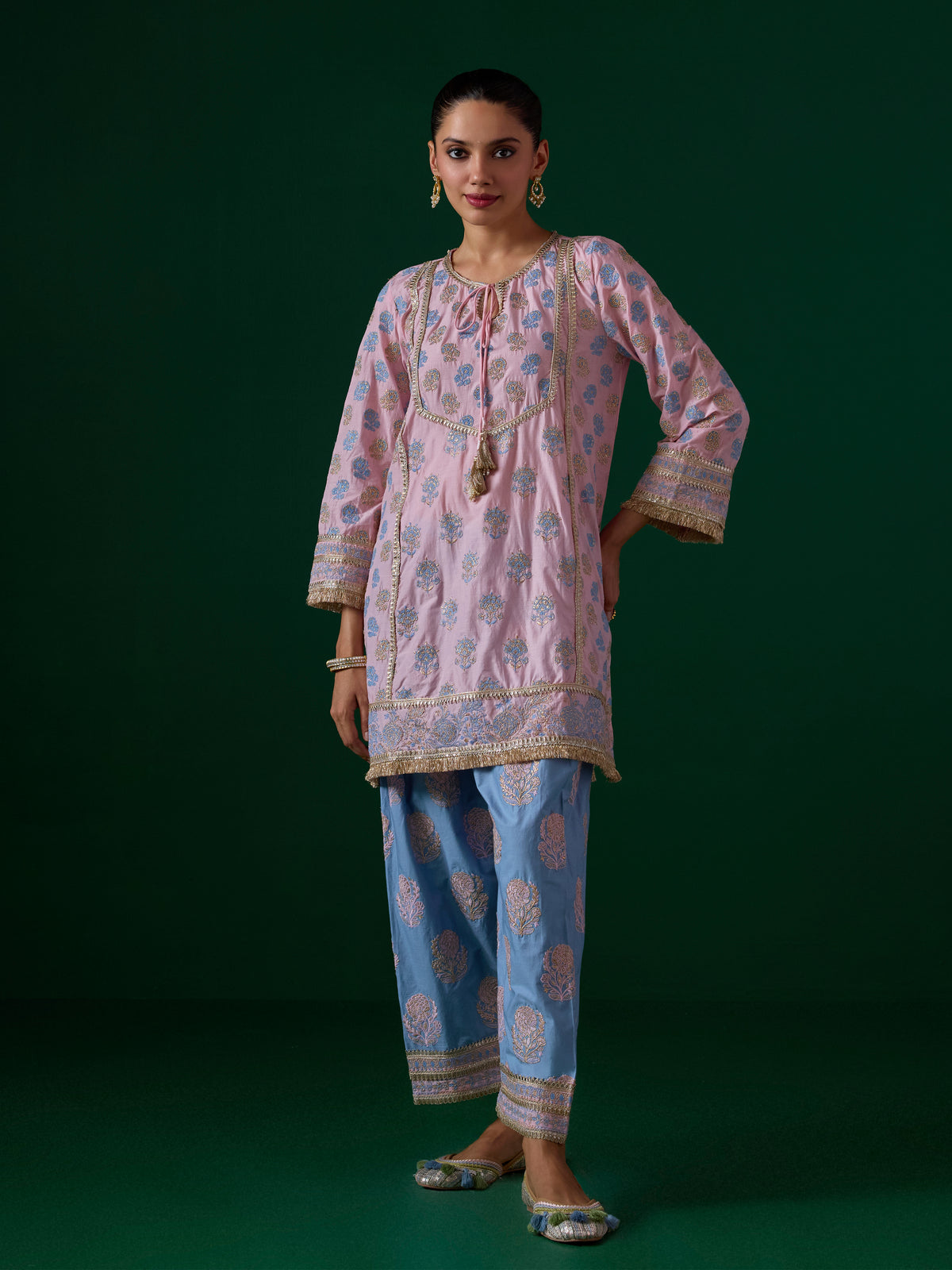 Aphinya Supima Cotton Pink Kurta Set