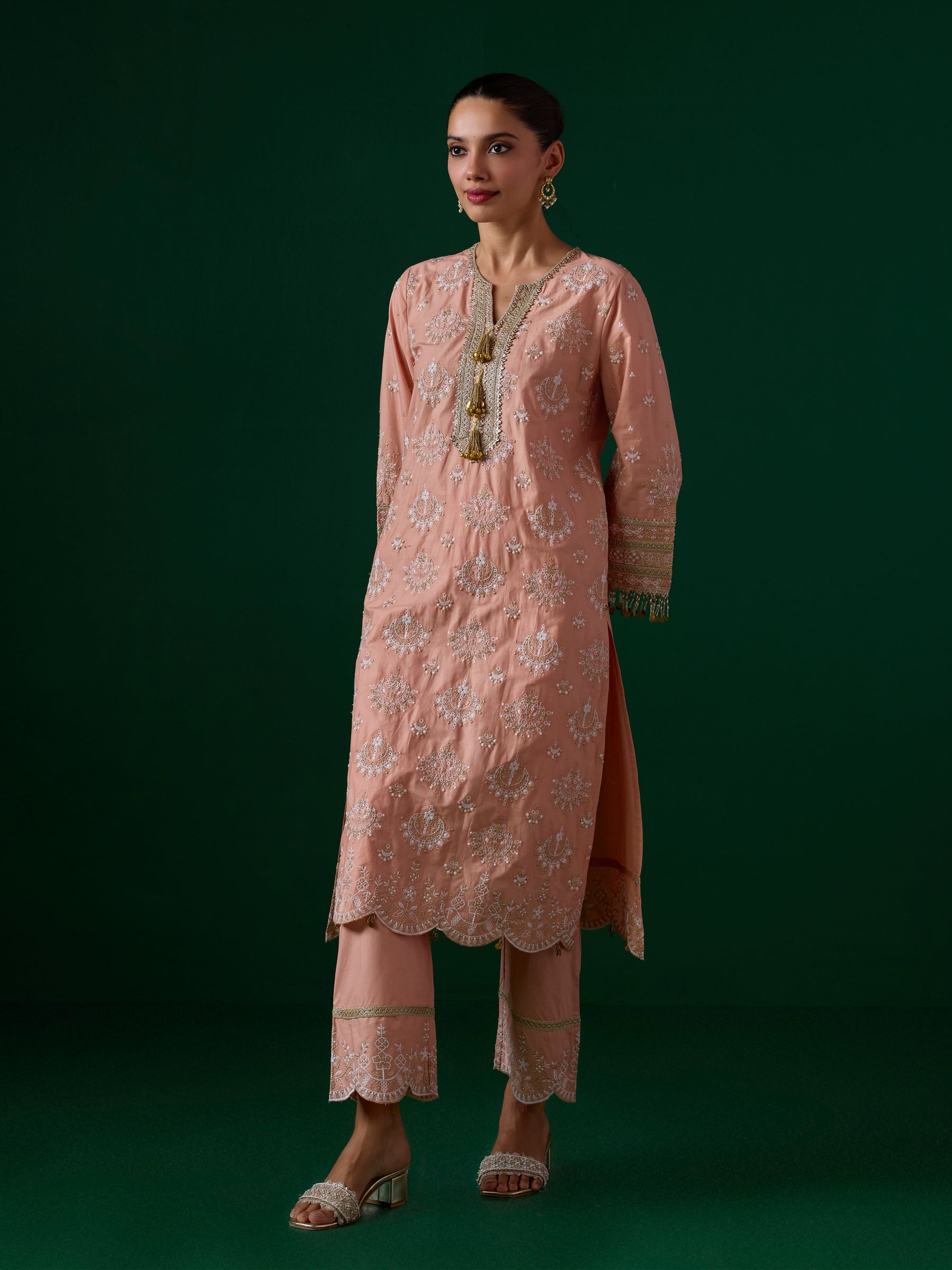 Amie Supima Cotton Peach Kurta Set
