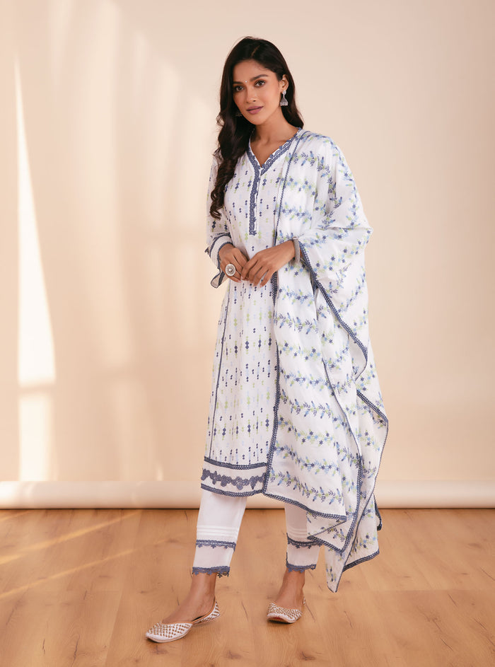 Mulmul Cotton Valencia White Kurta