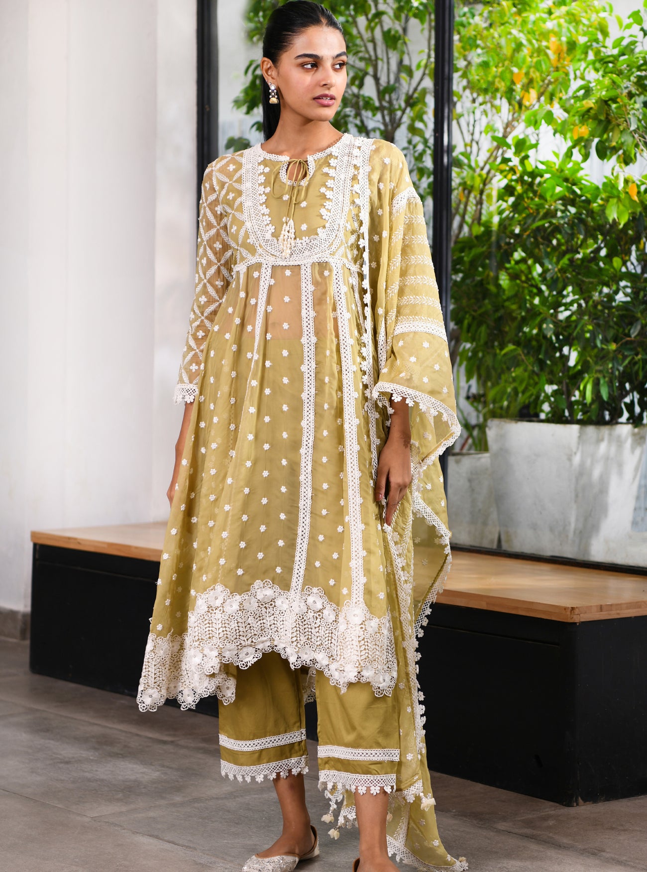 Mulmul Tencel Luxe Organza Cherie Beige Dupatta