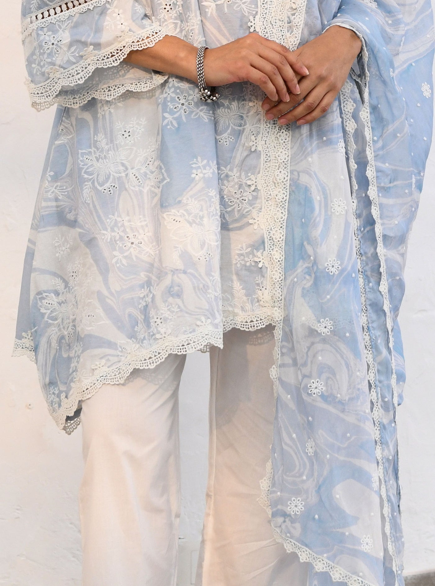Mulmul Chiffon Feni Blue Dupatta