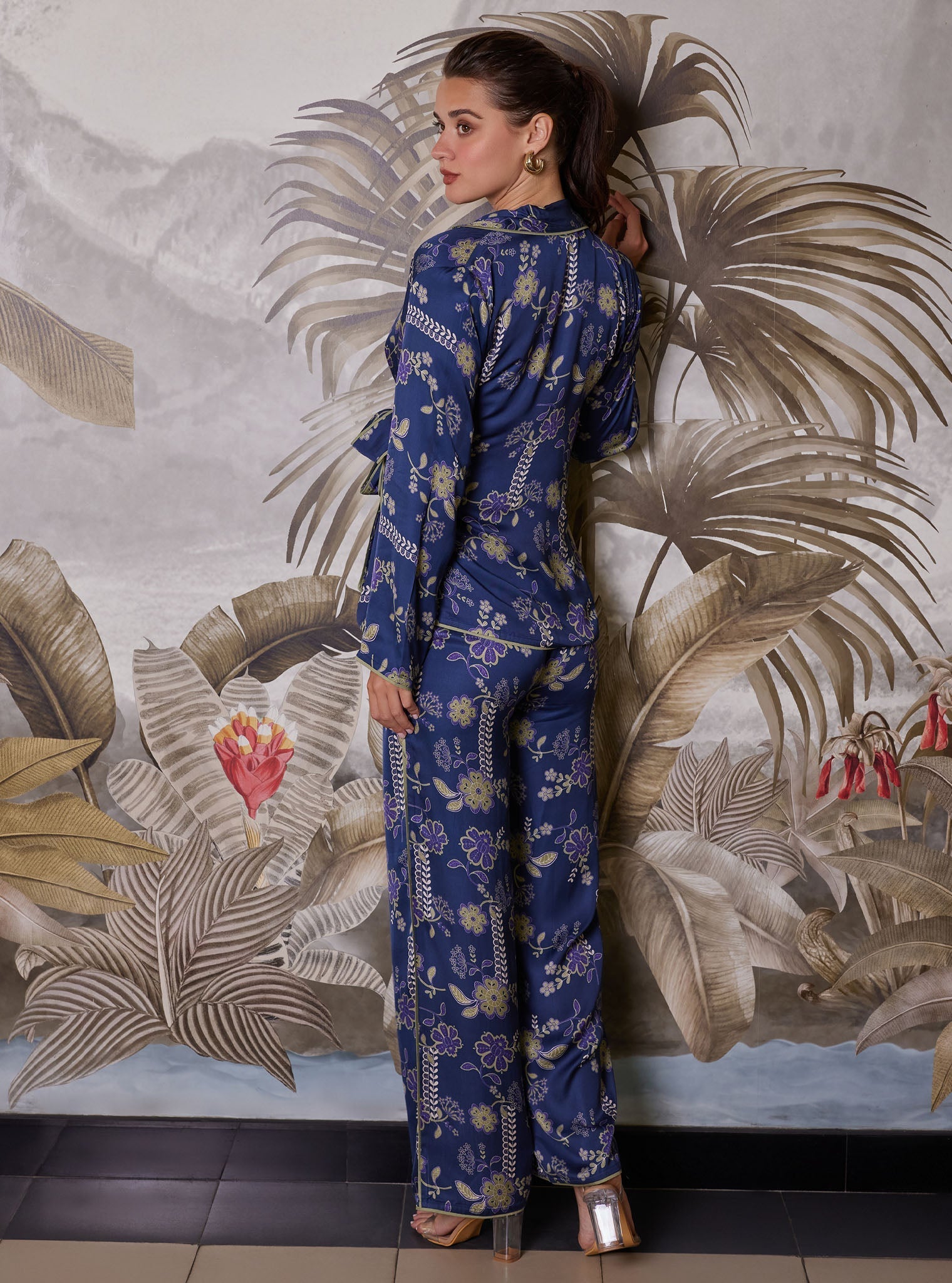 Mulmul Cupro Printed Nyx Navy Top