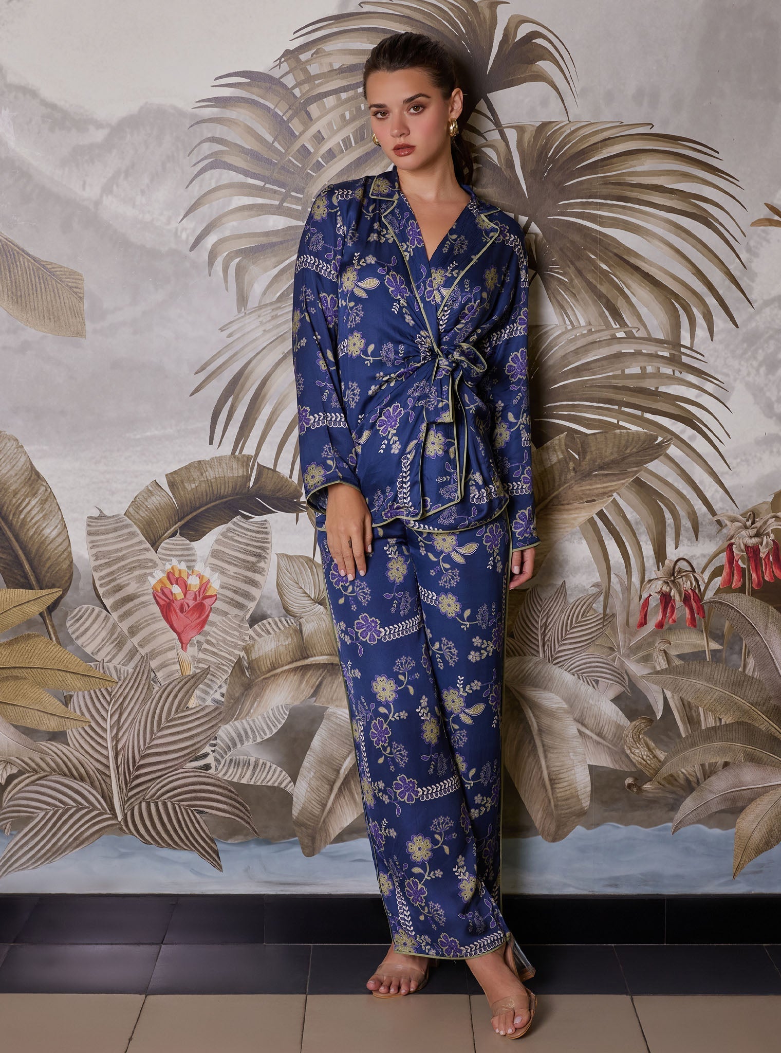 Mulmul Cupro Printed Nyx Navy Top