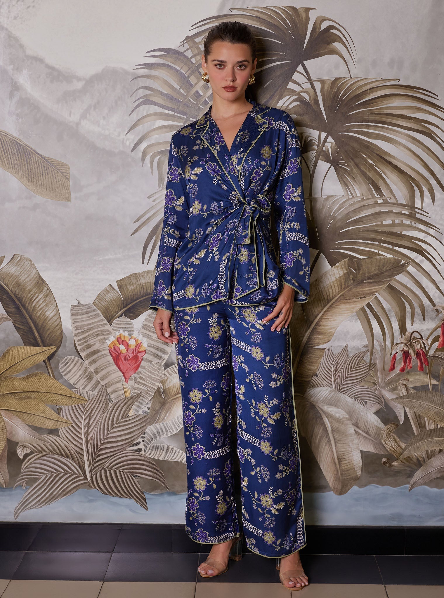 Mulmul Cupro Printed Nyx Navy Top