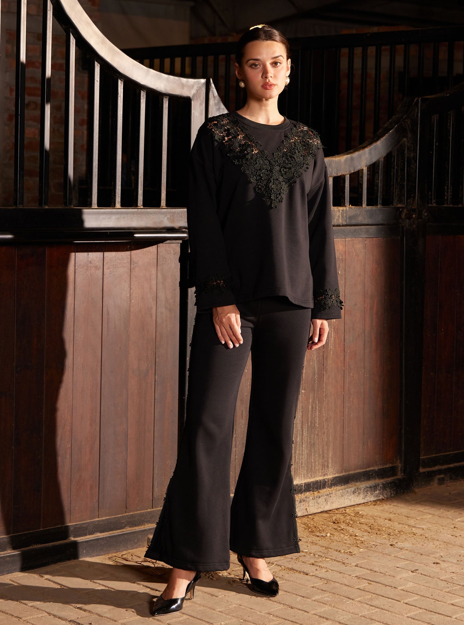 Mulmul Fleece Circe Black Pant