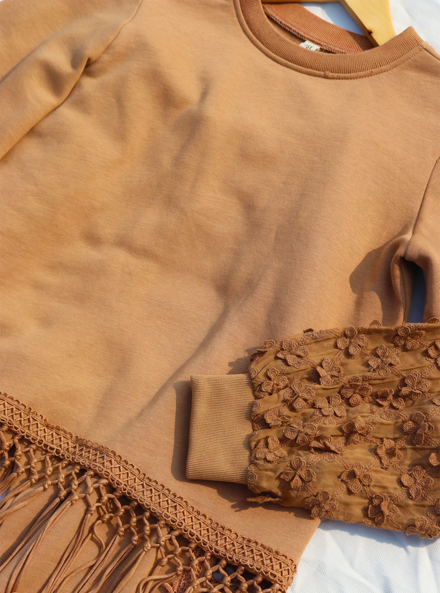 Mulmul Fleece Althea Beige Top with Mulmul Fleece Circe Beige Pant