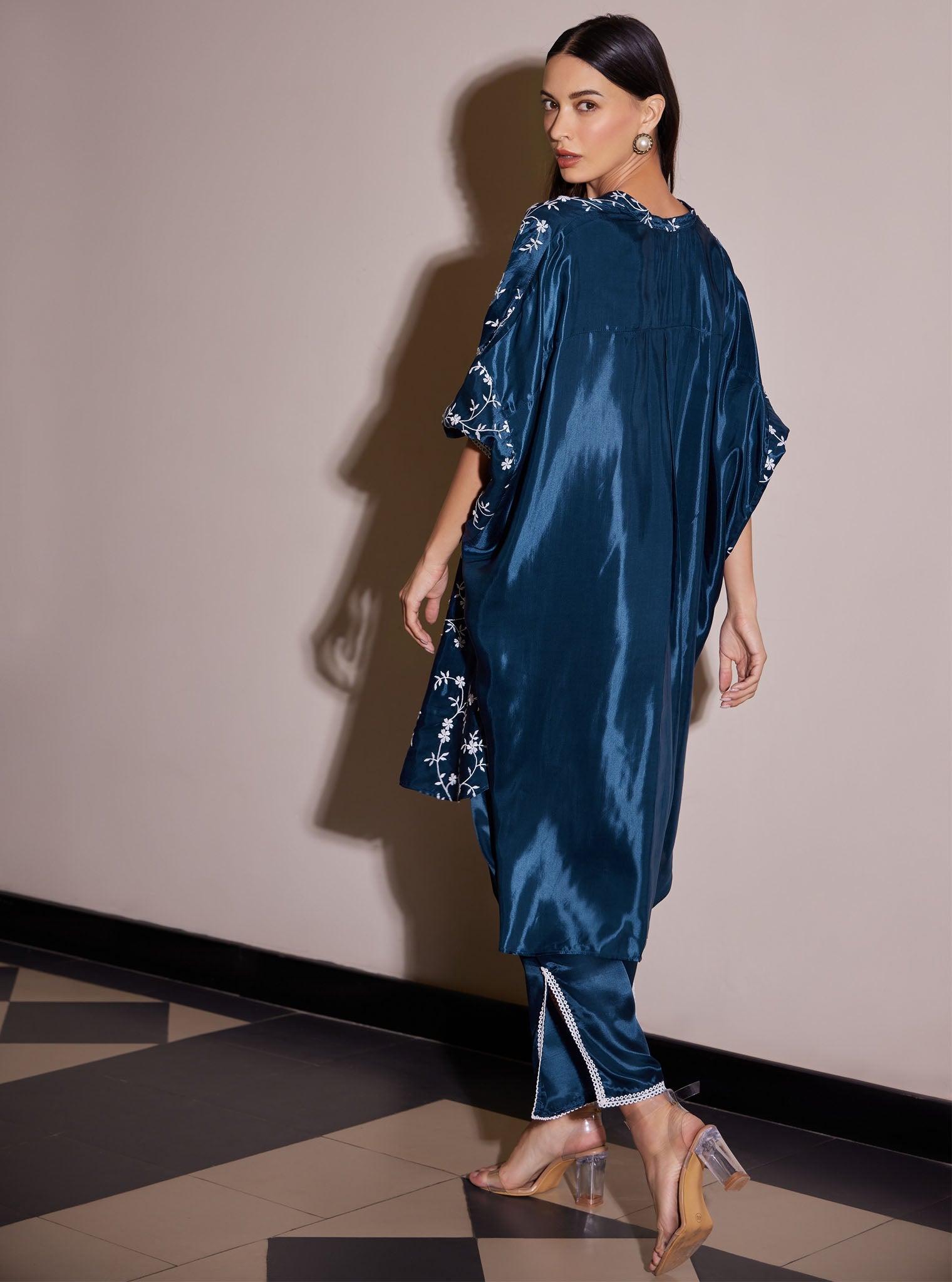 Mulmul Modal Satin Pheme Navy Pant