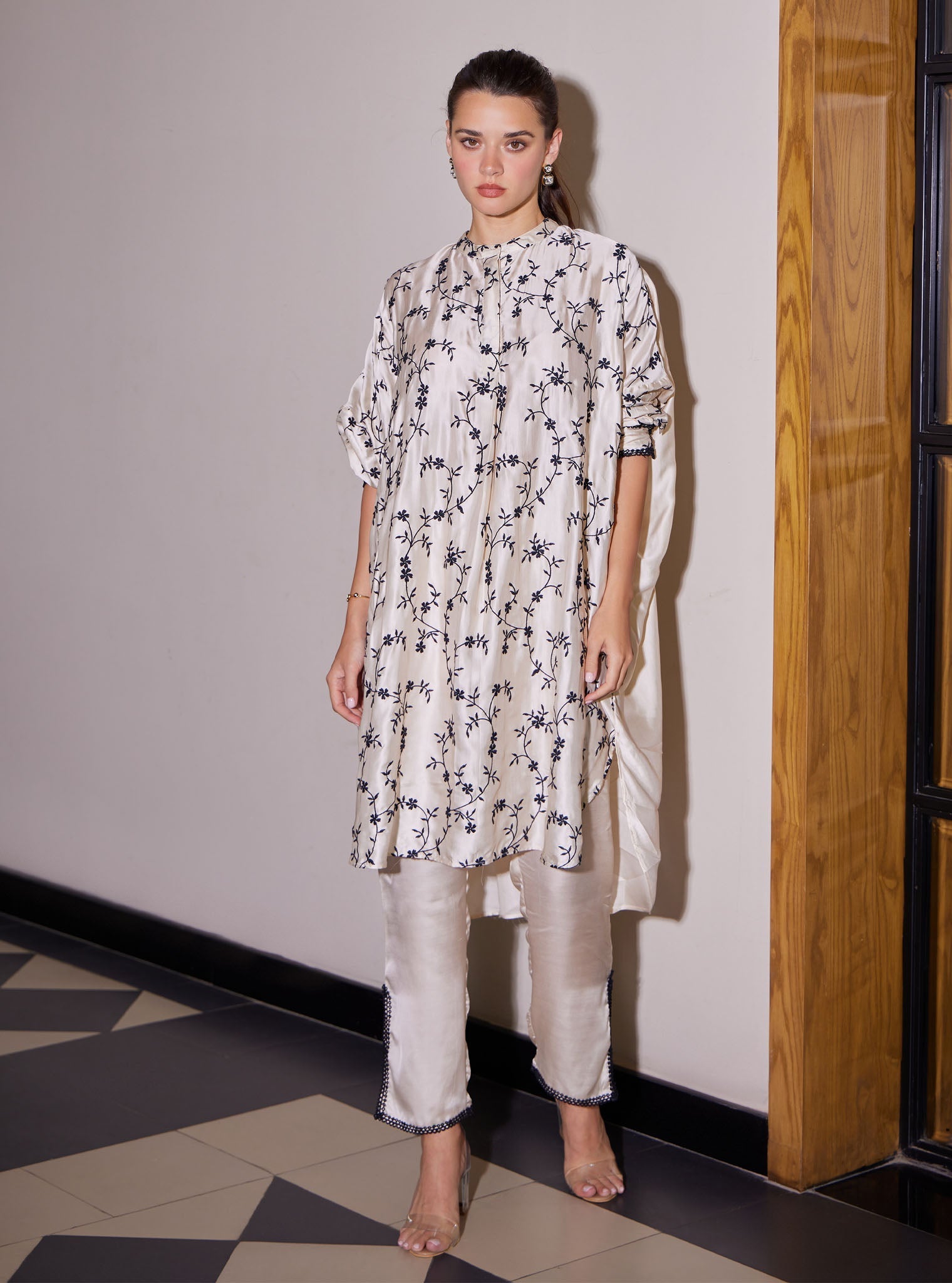 Mulmul Modal Satin Pheme Off White Pant