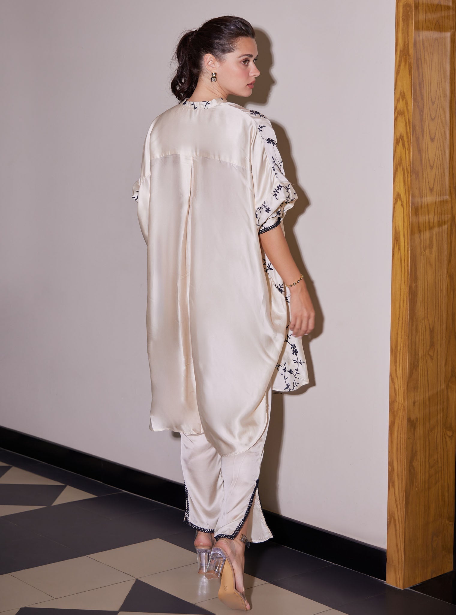 Mulmul Modal Satin Pheme Off White Pant