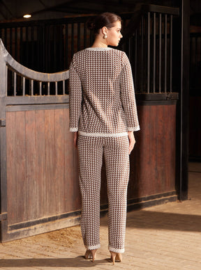 Larisa Houndstooth Brown Co-ord Set