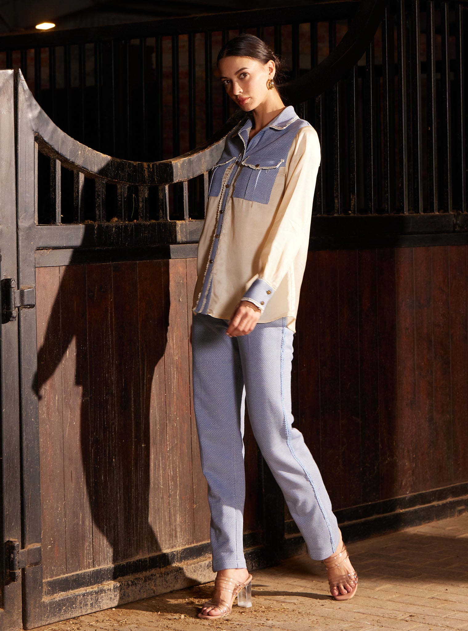 Elpis Luxe Satin Blue Top