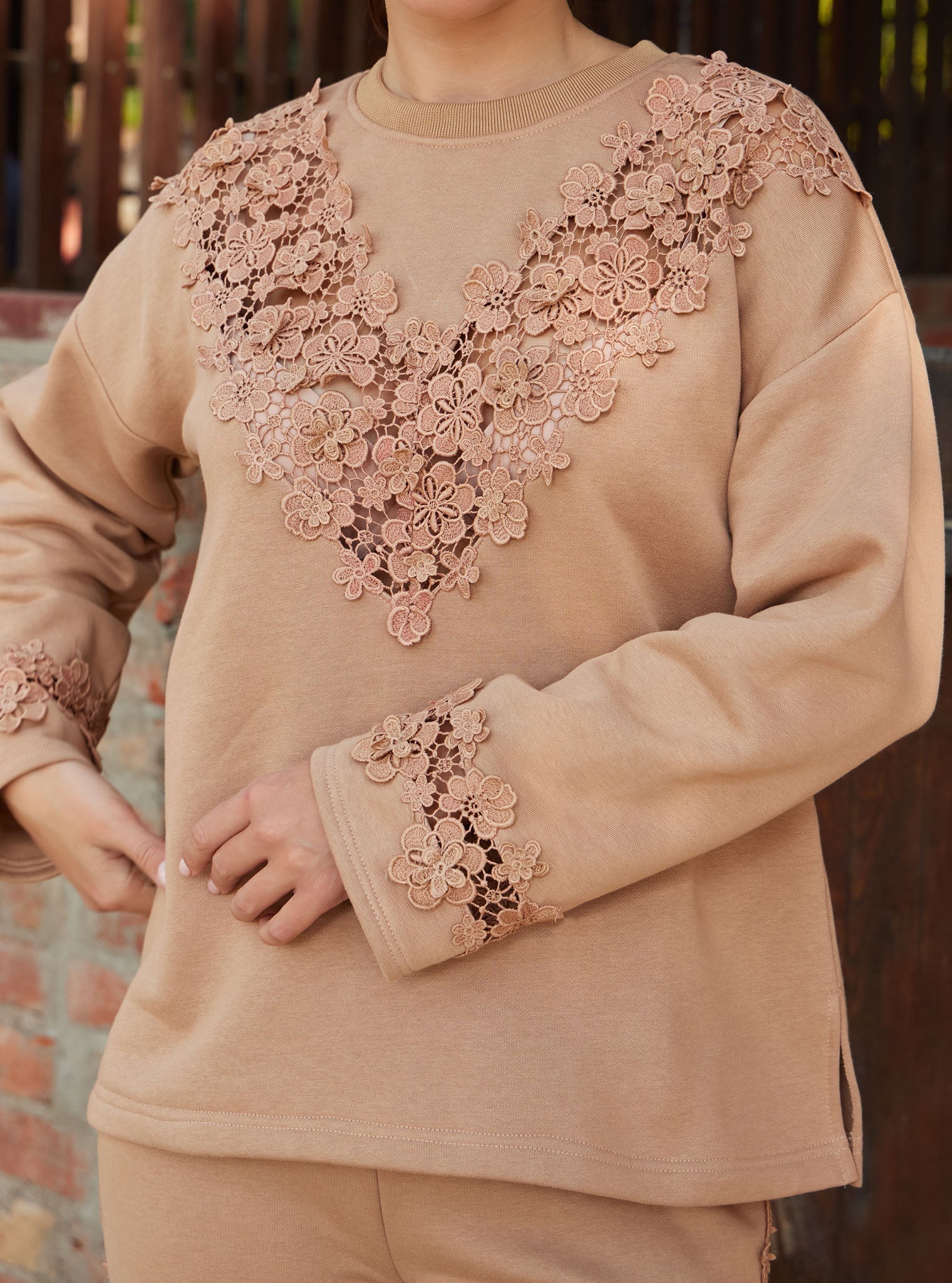 Circe Fleece Beige Top