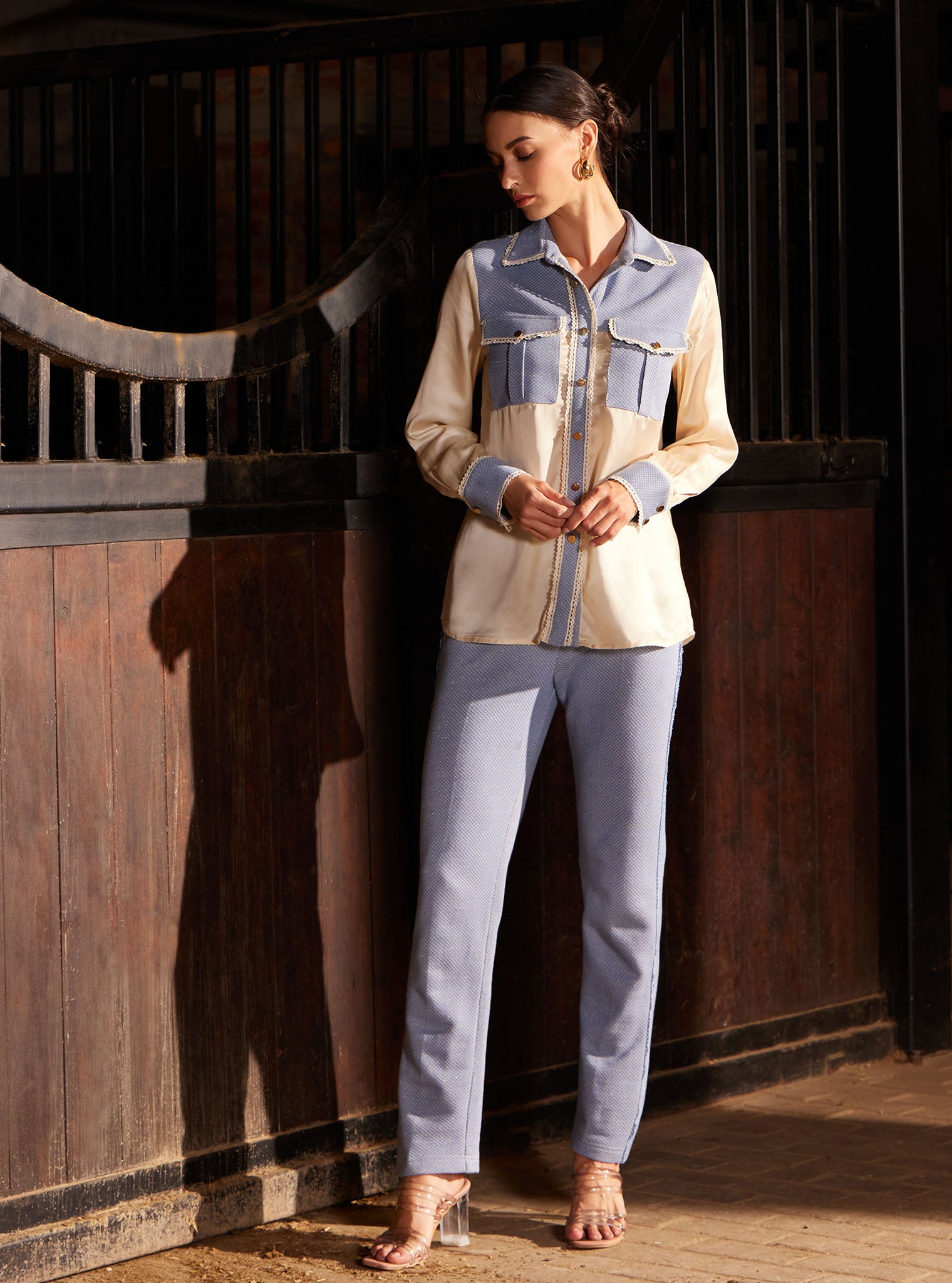 Elpis Luxe Satin Blue Top