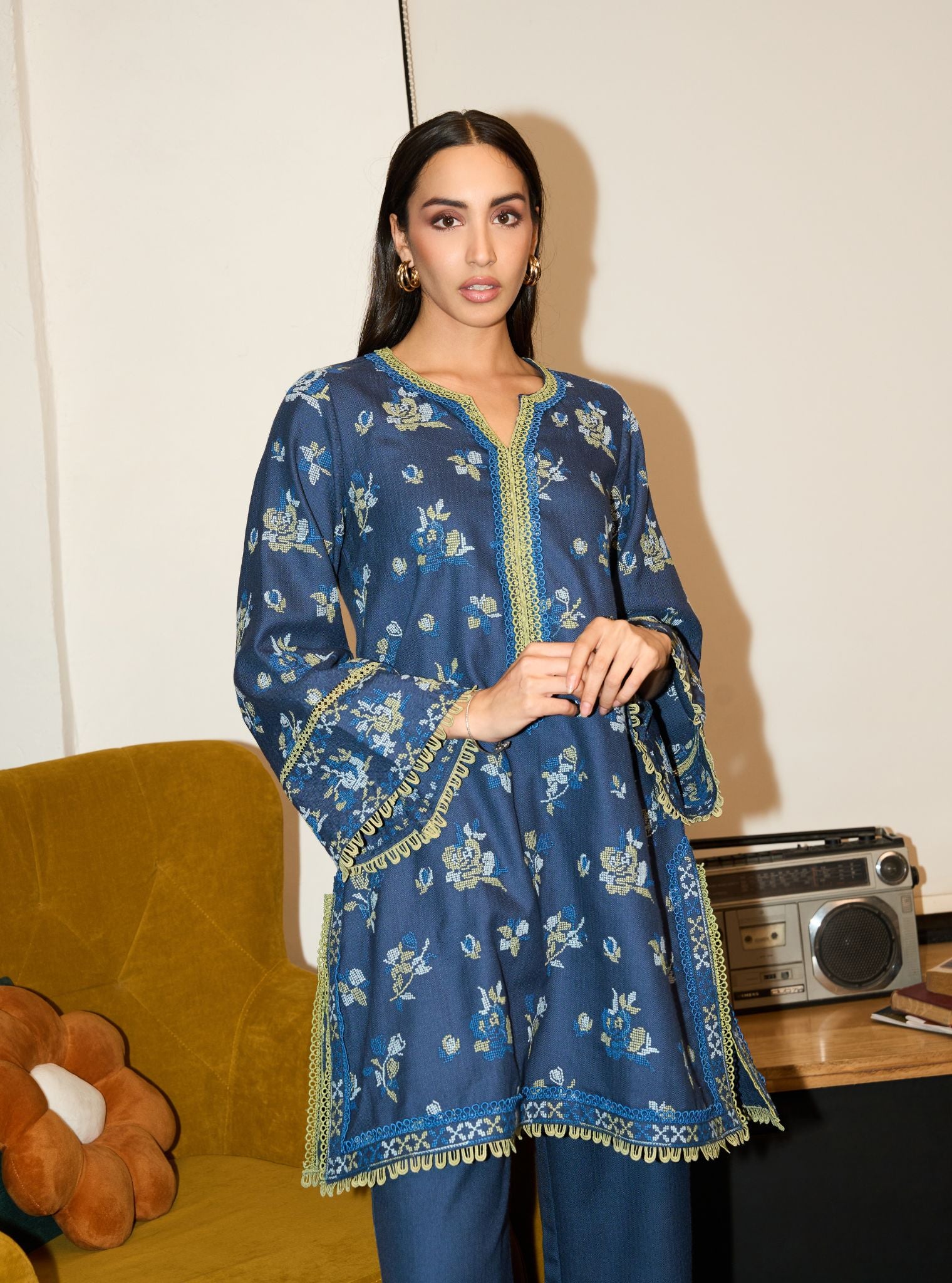 Lottie Wool Navy Kurta Set