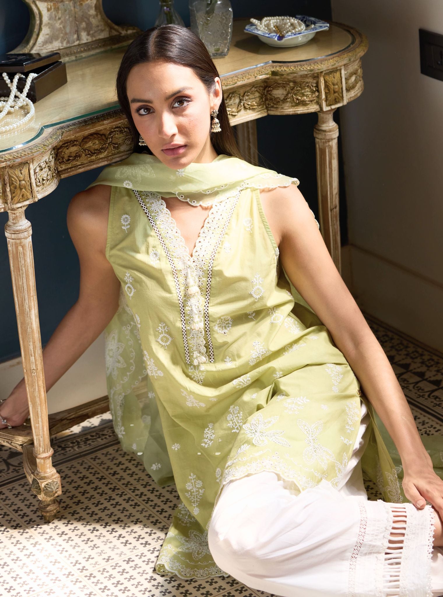 Zoa Supima Cotton Green Kurta Set