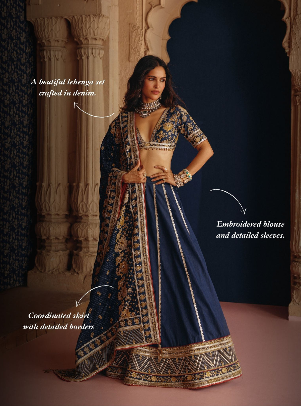 Tejal Denim Lehenga Set